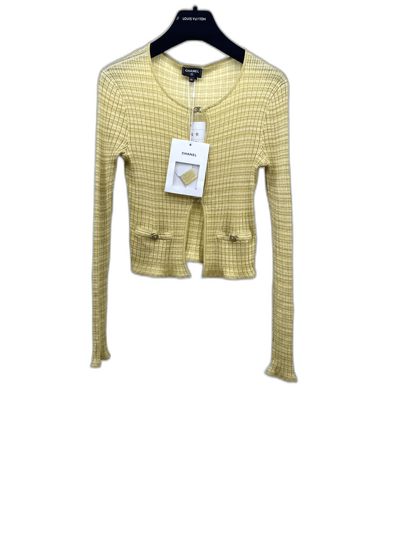 Chanel Chanel Yellow Knit Cardigan with Tag -2505 Size US S / EU 44-46 / 1 - 1 Thumbnail