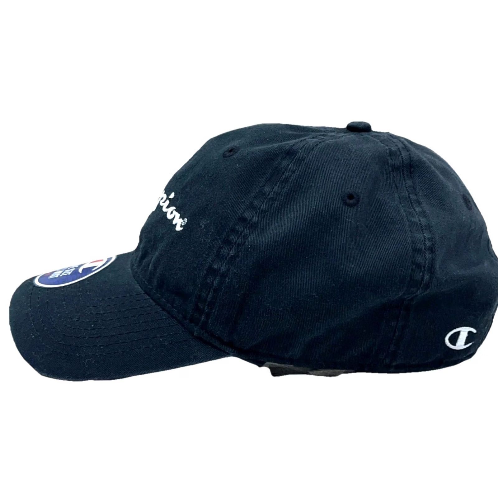 Champion Champion Hat Cap Strap Back Black White Spell Out Logo Gym Dad Baseball Adjust Size ONE SIZE - 4 Thumbnail