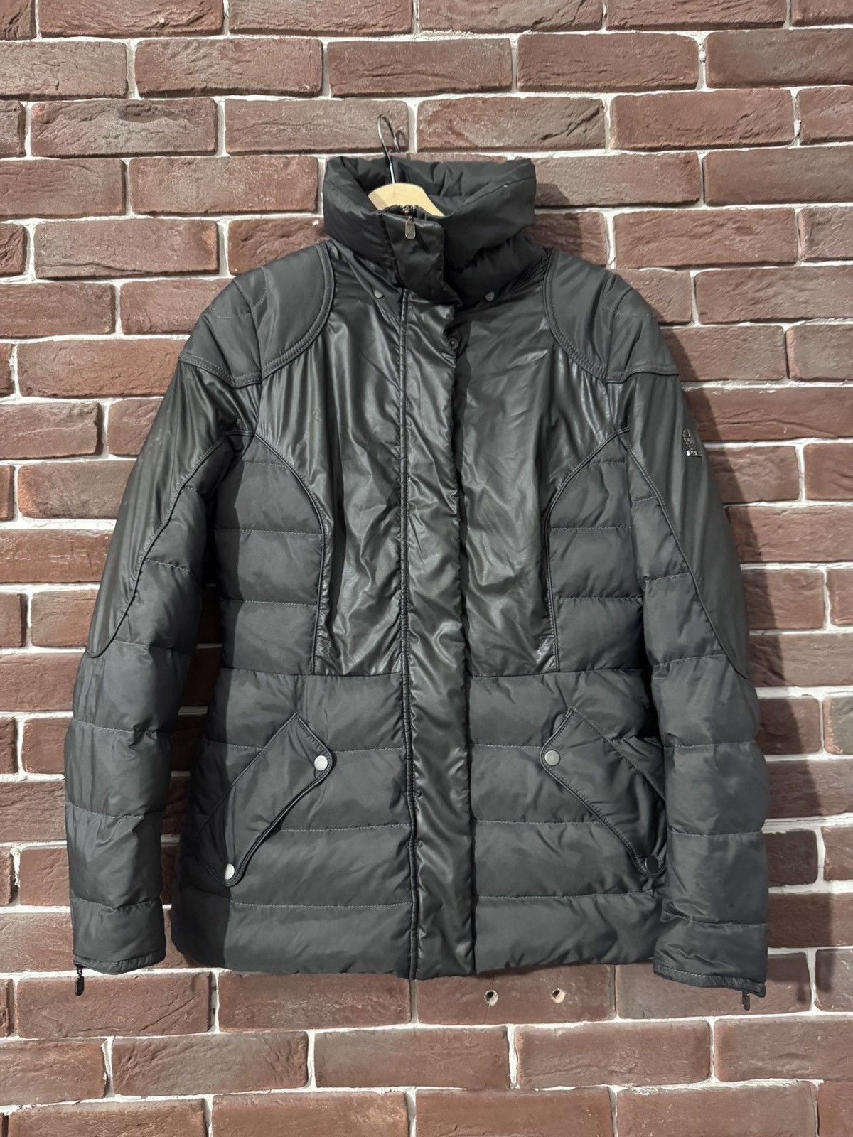 Rare Belstaff Down Puffer Jacket Silver Label 42 Gray Hyoe