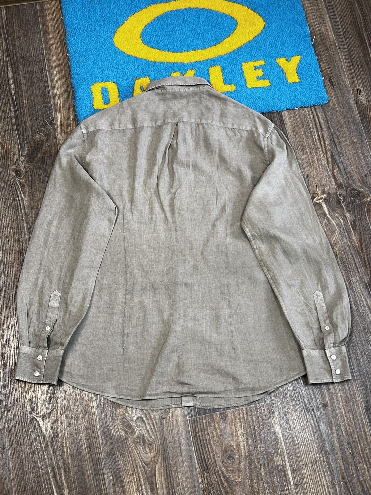 Brunello Cucinelli Brunello Cucinelli Linen Grey Buttons Up Long Sleeve Shirt Size US XL / EU 56 / 4 - 9 Thumbnail