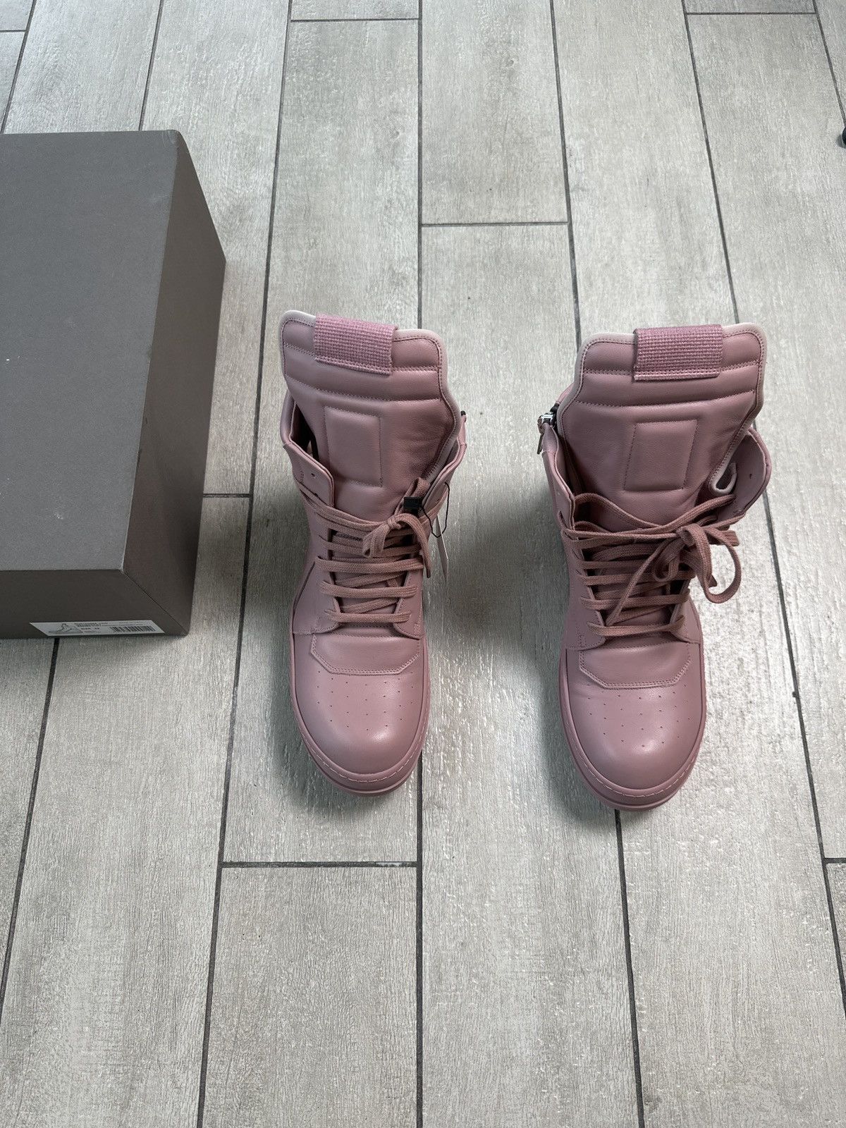 Pre-owned Rick Owens Geobasket – Pink Leather – Shoes