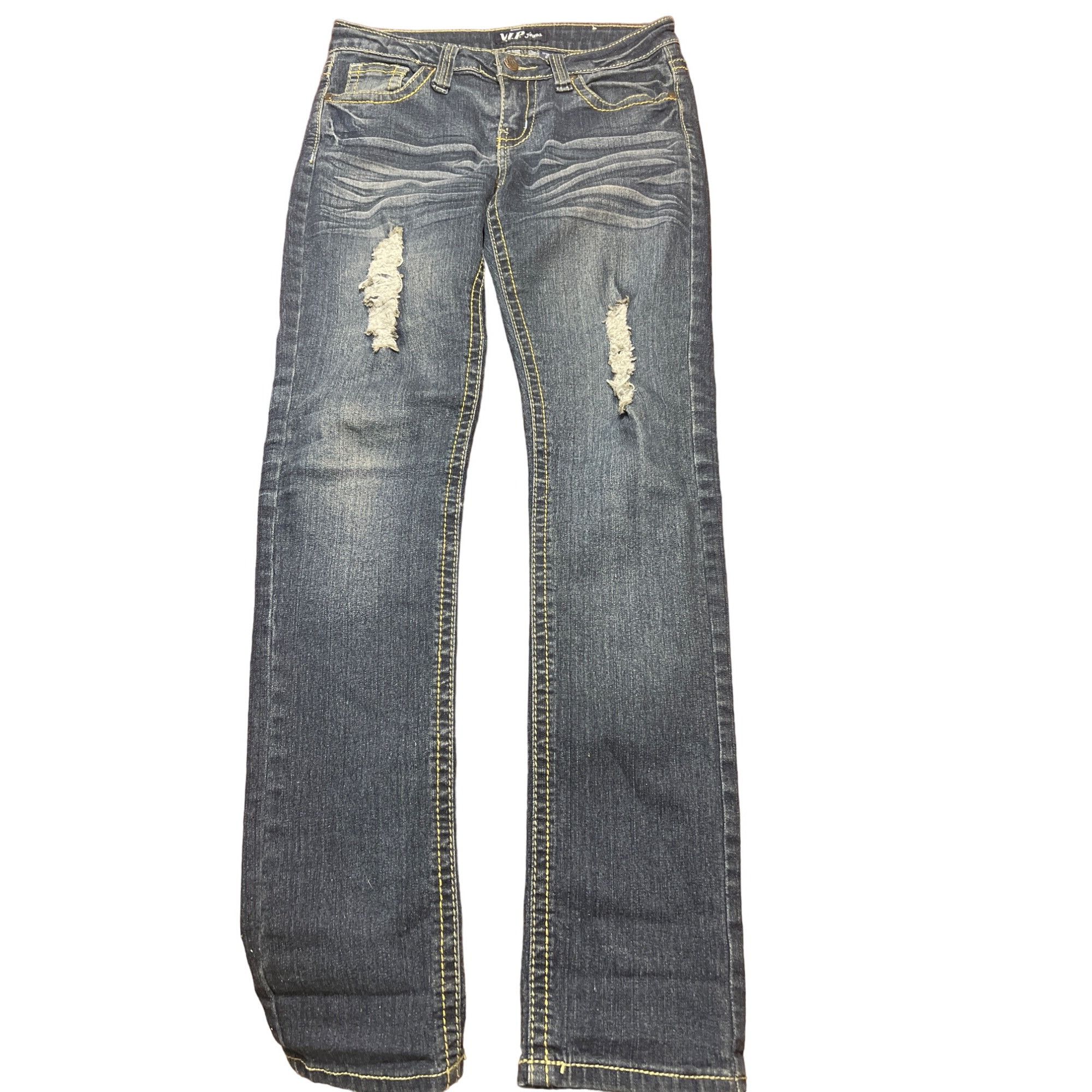 Other VIP Skinny Blue Jeans Distressed Embroidered Back Pockets Si Size 28" / US 6 / IT 42 - 1 Thumbnail