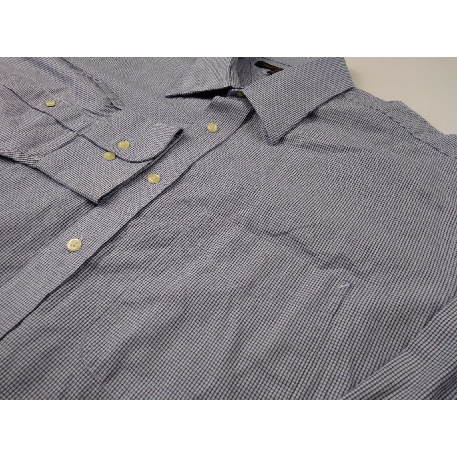Tommy Hilfiger Tommy Hilfiger Mens Button-Front Shirt Blue Check Long Sleeve 100% Cotton Regular L Size: 16.5 32/33 (Men) Size US L / EU 52-54 / 3 - 3 Thumbnail
