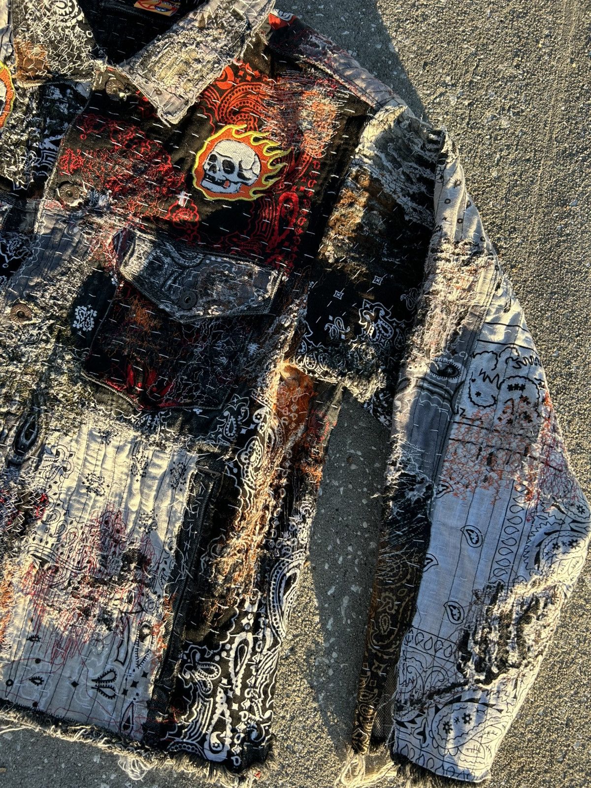 Other 1/1 Your World patchwork distressed bandana denim jacket Size US L / EU 52-54 / 3 - 4 Thumbnail