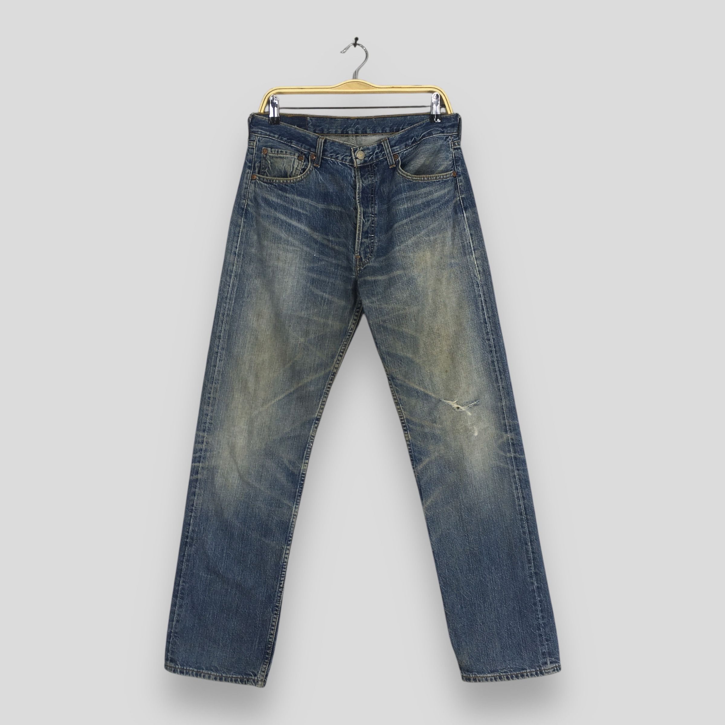 Levi's Size 30x31 Vintage 1990s Levi's 501 Faded Bluse Jeans S572 Size US 30 / EU 46 - 1 Thumbnail