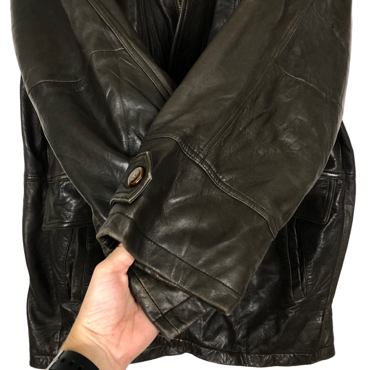 Japanese Brand 🔥Vtg Leather Jacket Biker Bondage Cargo Issey Miyake Japan Size US L / EU 52-54 / 3 - 13 Thumbnail