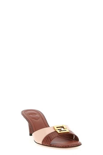 FENDI Ffold $1050 Brown Leather Sandals New & Authentic