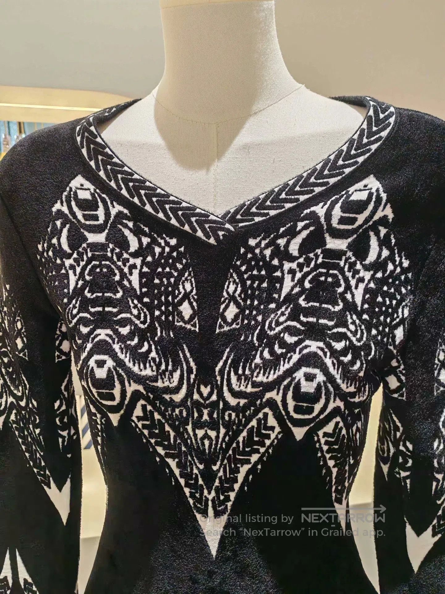 Alaia ALAIA Long-Sleeve Printed Knit Dress. Size S / US 4 / IT 40 - 6 Thumbnail
