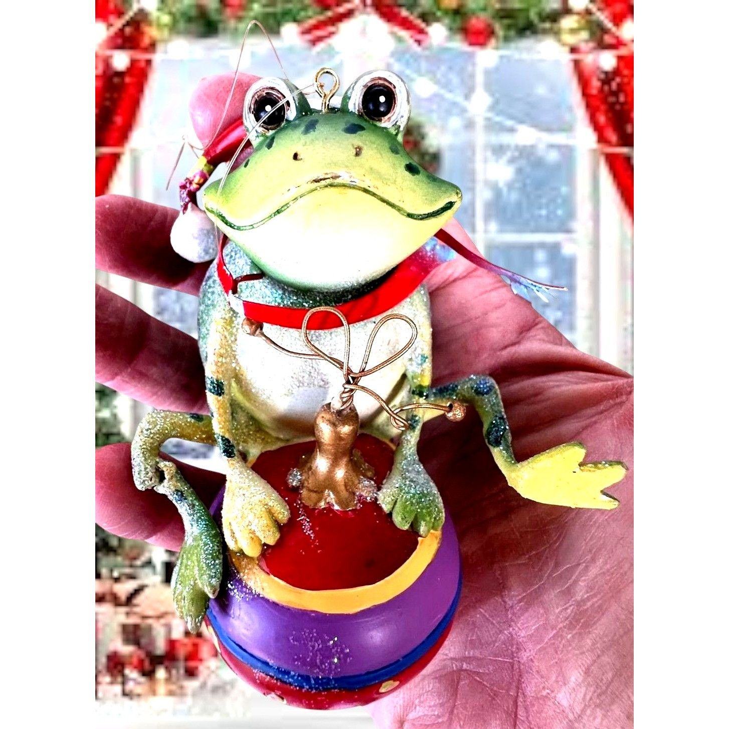 Vintage Vintage Frog Ornament Christmas Sitting On Ornament Whimsica Size ONE SIZE - 3 Thumbnail