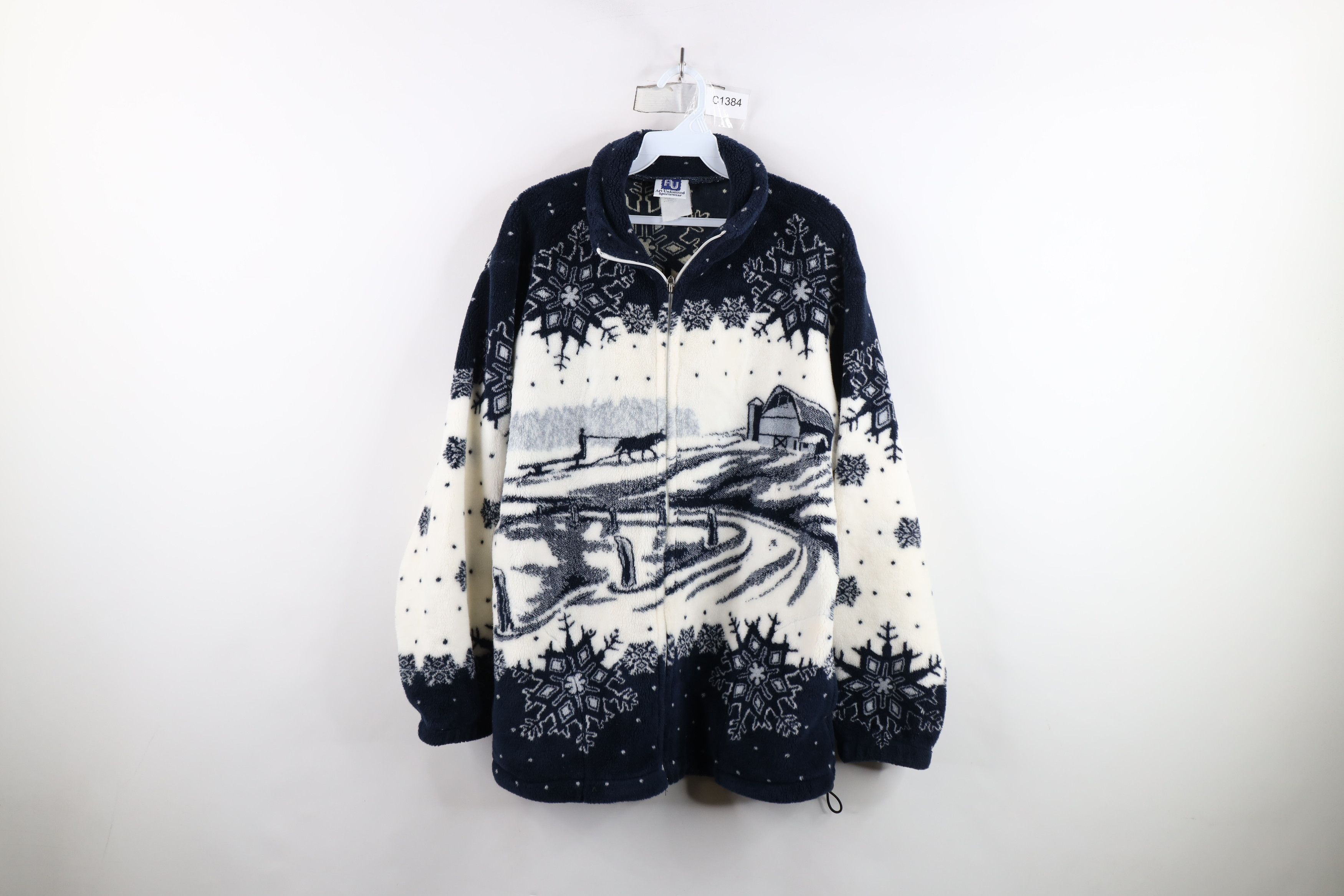 Vintage Vintage 90s Art Unlimited Horse All Over Print Fleece Jacket Size XL / US 12-14 / IT 48-50 - 1 Thumbnail