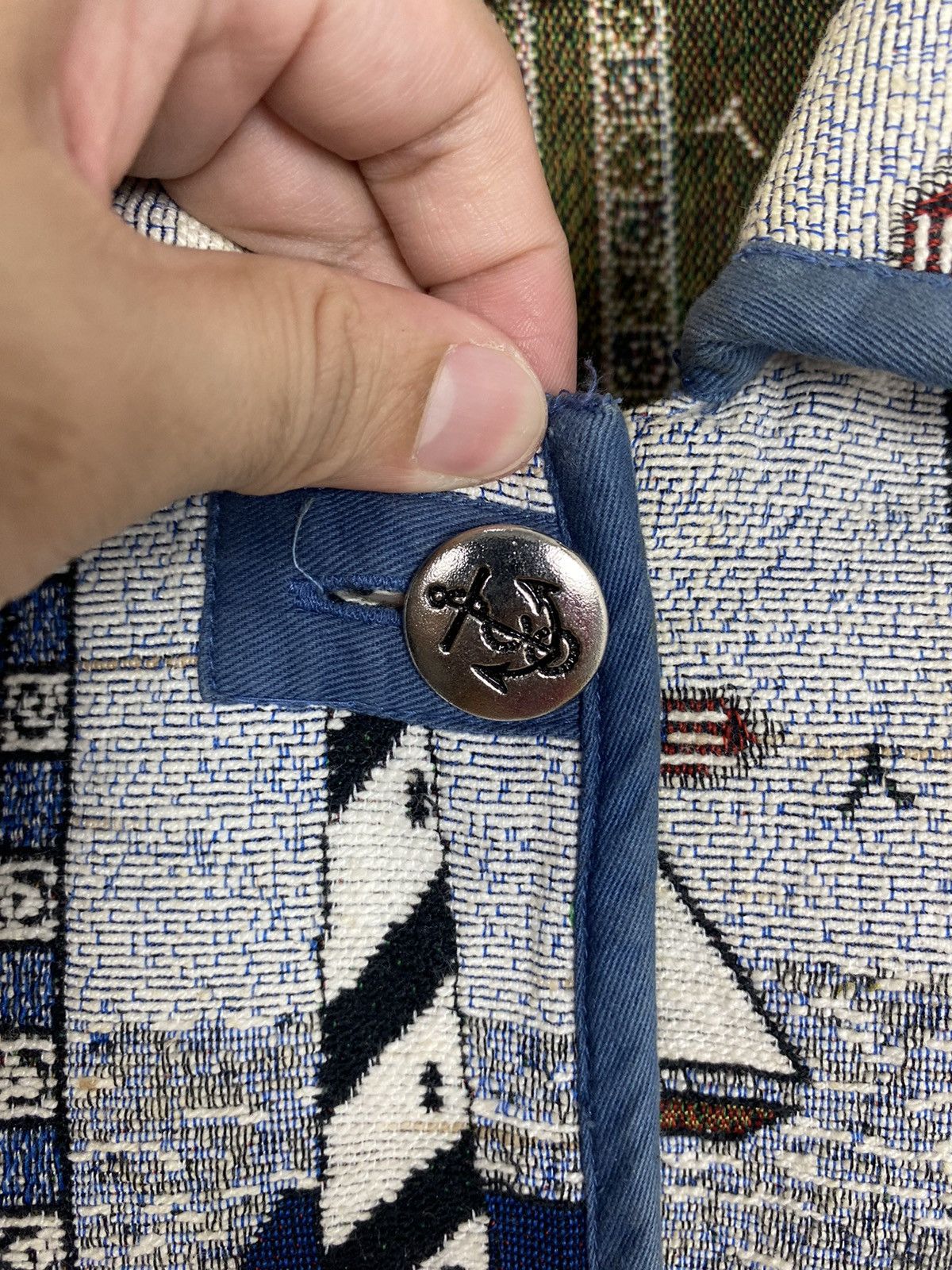 Vintage Vtg Blair Nautical Sailboat Lighthouse Tapestry Jacket Lined Size L / US 10 / IT 46 - 6 Thumbnail