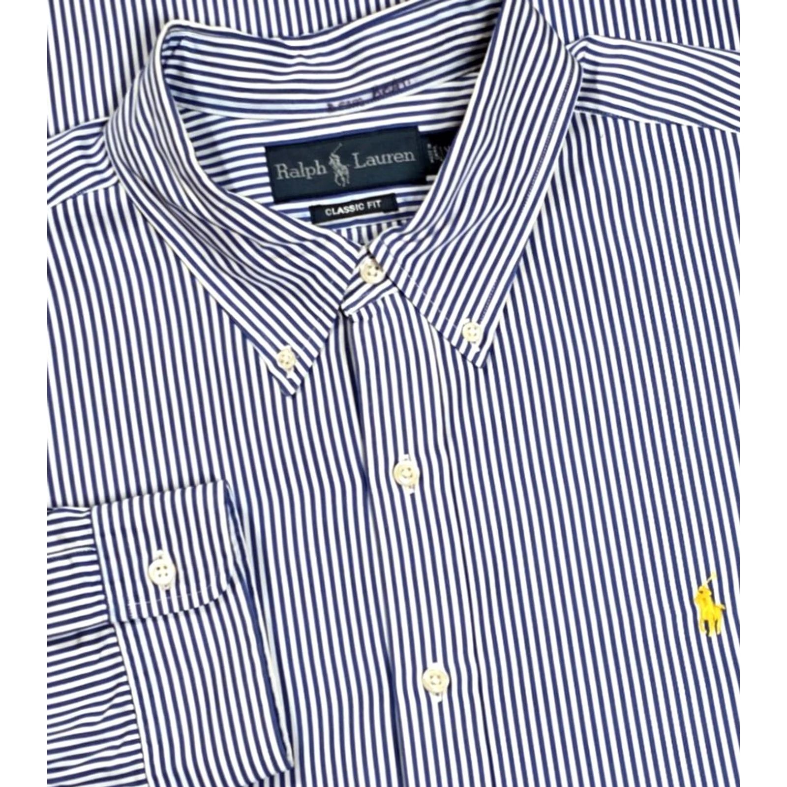 Polo Ralph Lauren Ralph Lauren Polo Long Sleeve Shirt Men 2X Blue Stripe Polo Pony Poplin Bengal Button-Up OCBD Regular Fit Classic Size US XXL / EU 58 / 5 - 2 Thumbnail