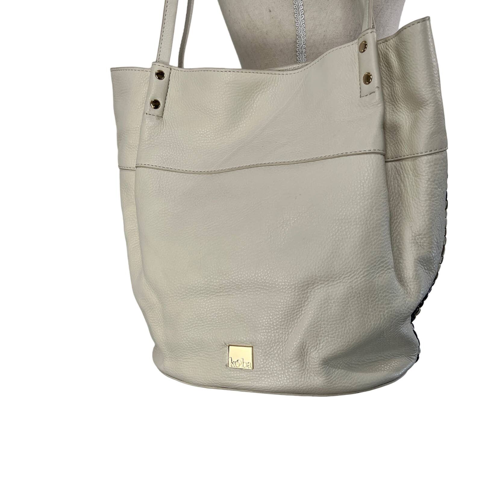 Other Kooba Leather Brown Shoulder Bag Tote White Denim Size ONE SIZE - 15 Thumbnail