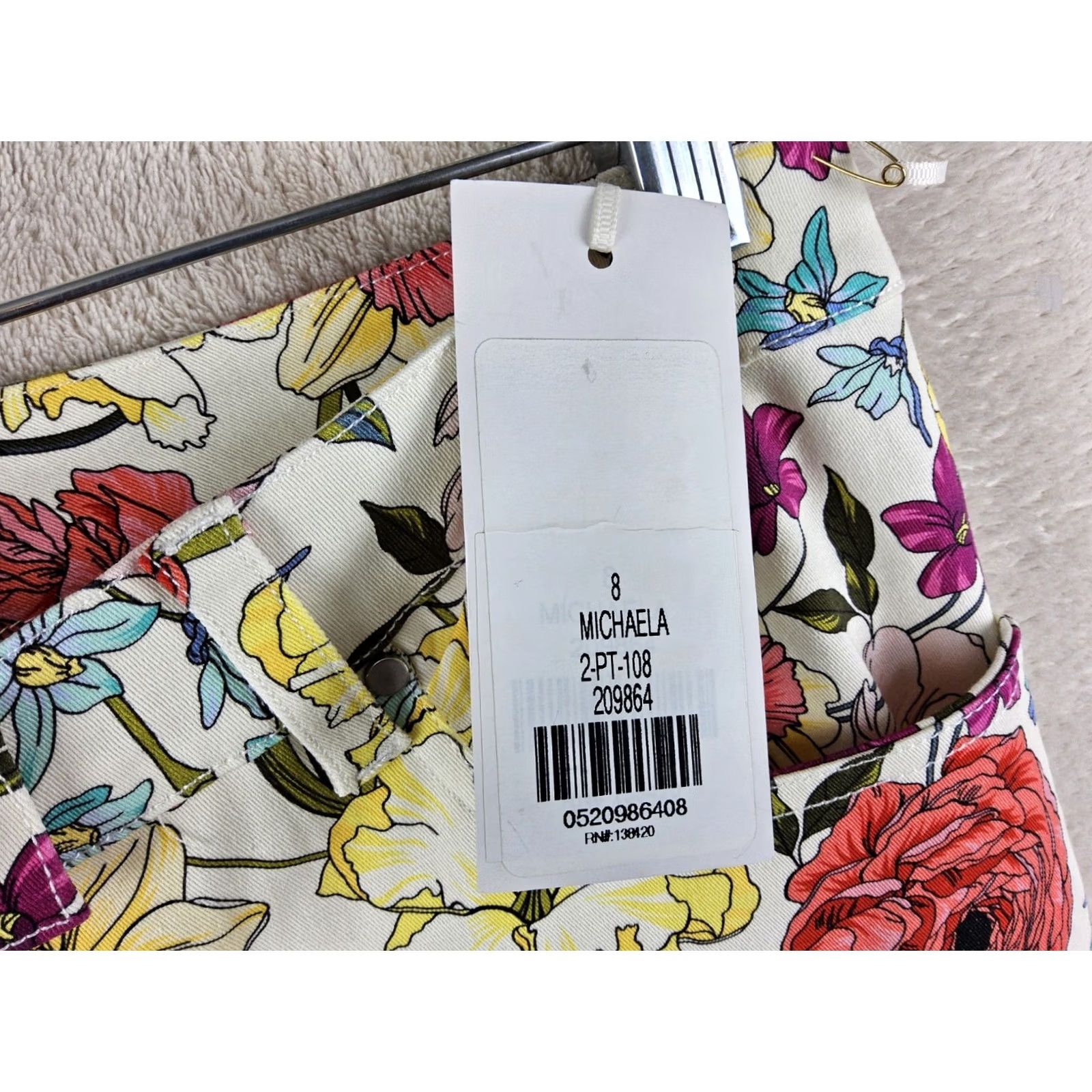 Vintage Etcetera Womens Michaela Floral Flat Front Chino Pants 8 Size Size 30" / US 8 / IT 44 - 5 Thumbnail