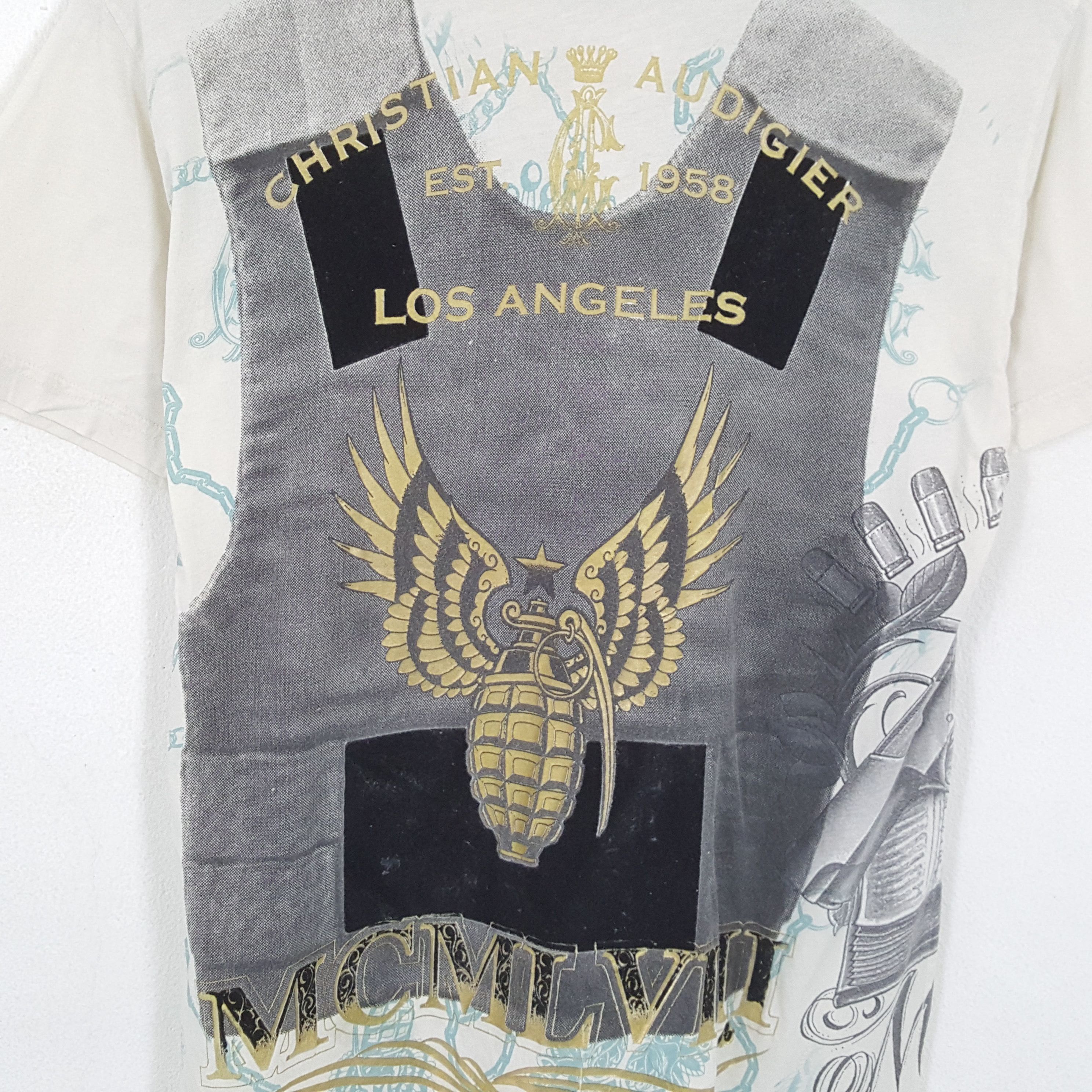 Christian Audigier × Vintage CHRISTIAN AUDIGIER Los Angeles Full Print Design Tshirt Size US L / EU 52-54 / 3 - 2 Thumbnail
