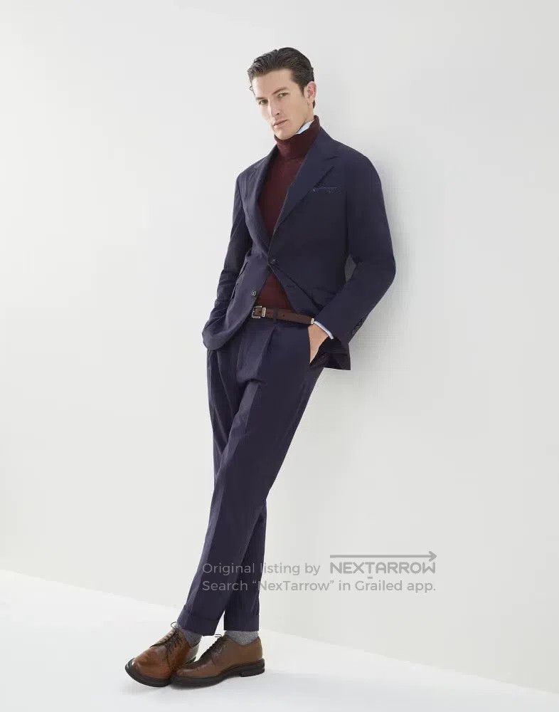 Brunello Cucinelli Brunello Cucinelli Autumn-Winter Men's Solid Twill Sea Isl Size 48L - 3 Thumbnail