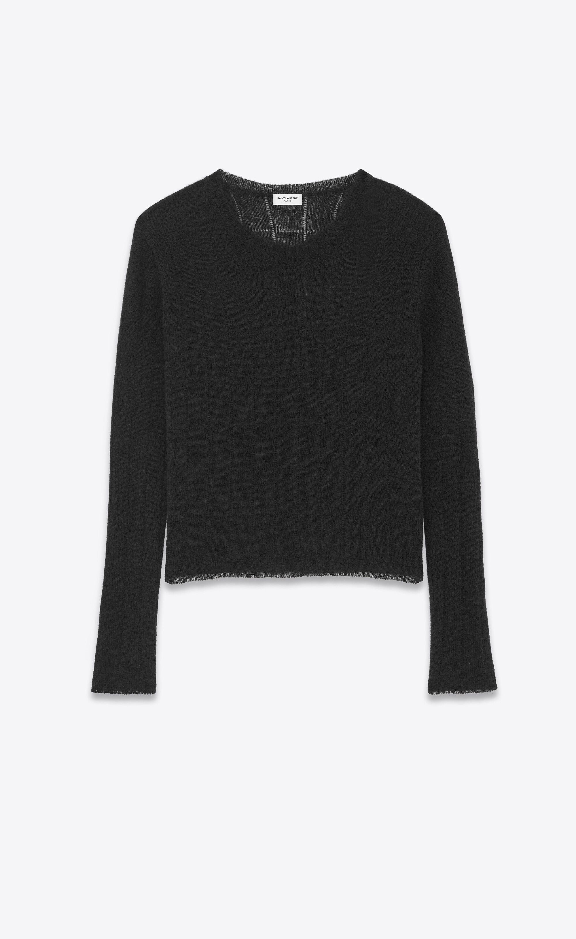 Saint Laurent Paris o1s1wg111224 Sweater In Ribbed Mohair And Wool in Black Size US L / EU 52-54 / 3 - 1 Thumbnail