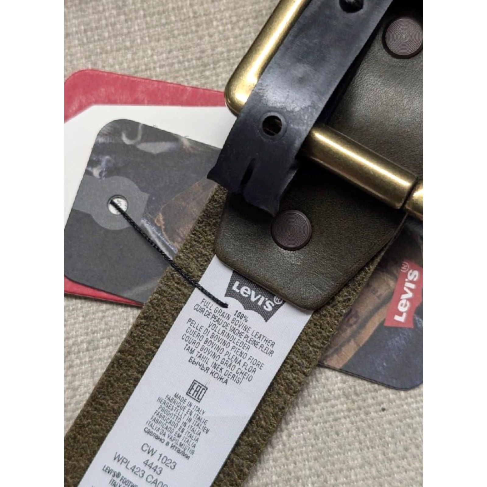 Levi's VINTAGE Levi's belt Leather cowhide 40 ITALY NWT brown/green dress Work belt Mens 40 leather belt Size US 40 / EU 56 - 7 Thumbnail
