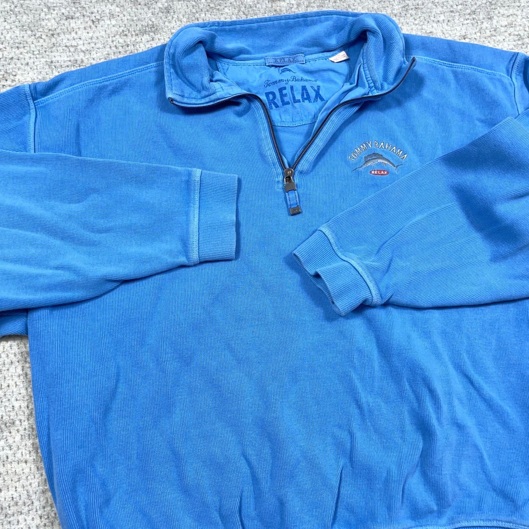 Tommy Bahama Tommy Bahama Sweater Men Large Light Blue Pullover 1/4 Zip Knit Pullover Casual Classic Relaxed Mens Knit-Sweater Blue Size L Size US L / EU 52-54 / 3 - 4 Thumbnail