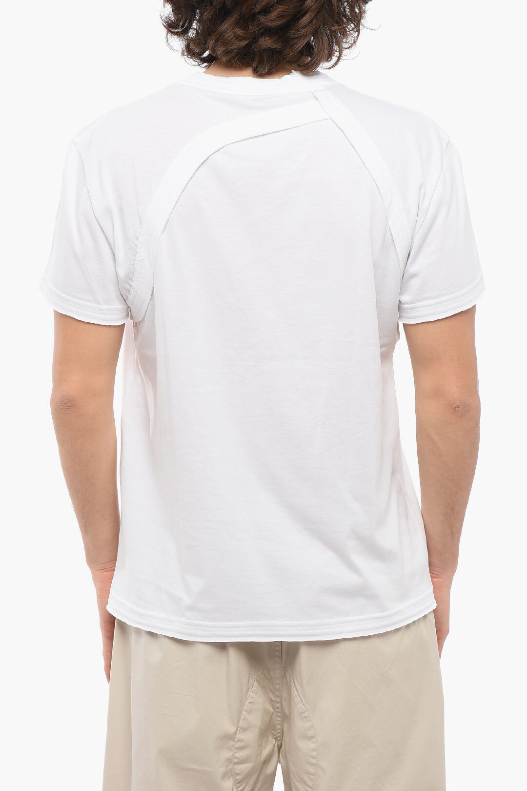Alexander McQueen og1mm0925 Crewneck Braces Cotton T-Shirt in White Size US XS / EU 42 / 0 - 2 Thumbnail