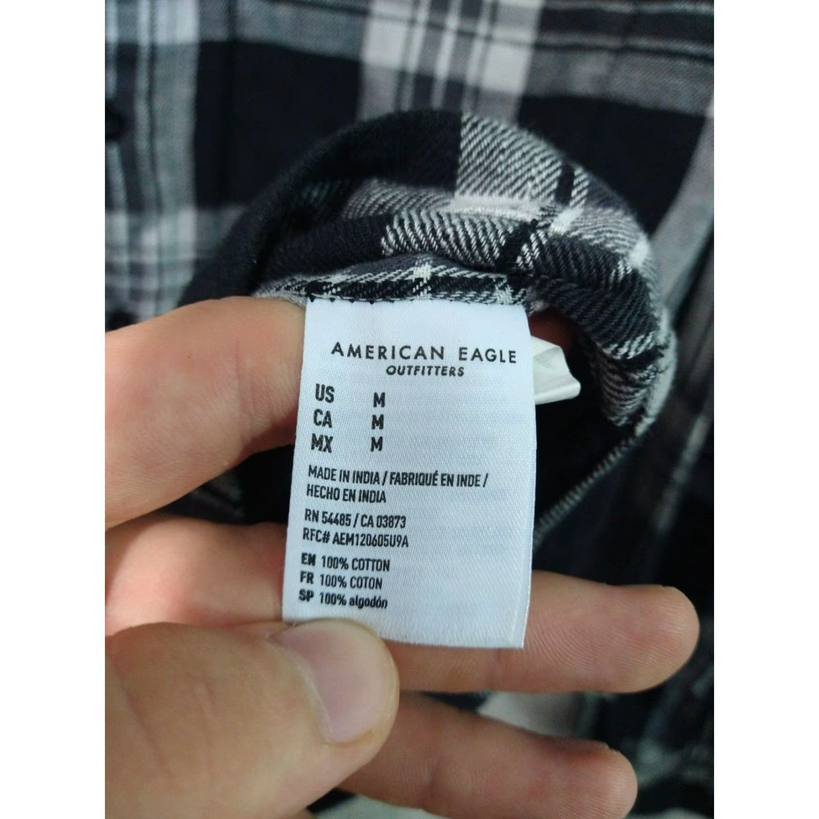 American Eagle Outfitters American Eagle Outfitters Shirt Mens Medium Gray Plaid Flannel Button-Down Cotton Size US M / EU 48-50 / 2 - 7 Thumbnail