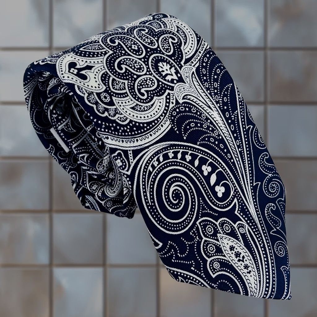 Michael Kors Michael Kors Necktie Tie Paisley Blue White 3 x 59 100% Silk Formal Dressy Men One Size Classic Length Blues Mens Size ONE SIZE - 1 Thumbnail