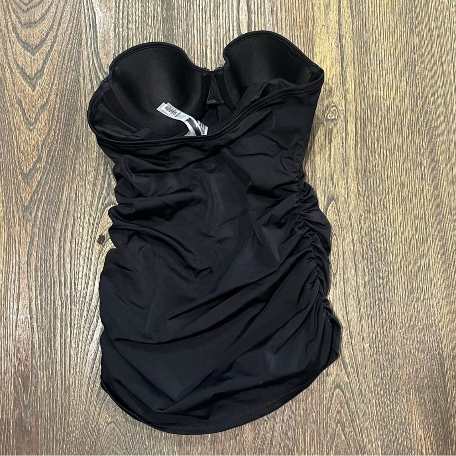Victoria's Secret NWOT Victoria’s Secret Swim Black Strapless Top Ruched 32B Size ONE SIZE - 2 Thumbnail