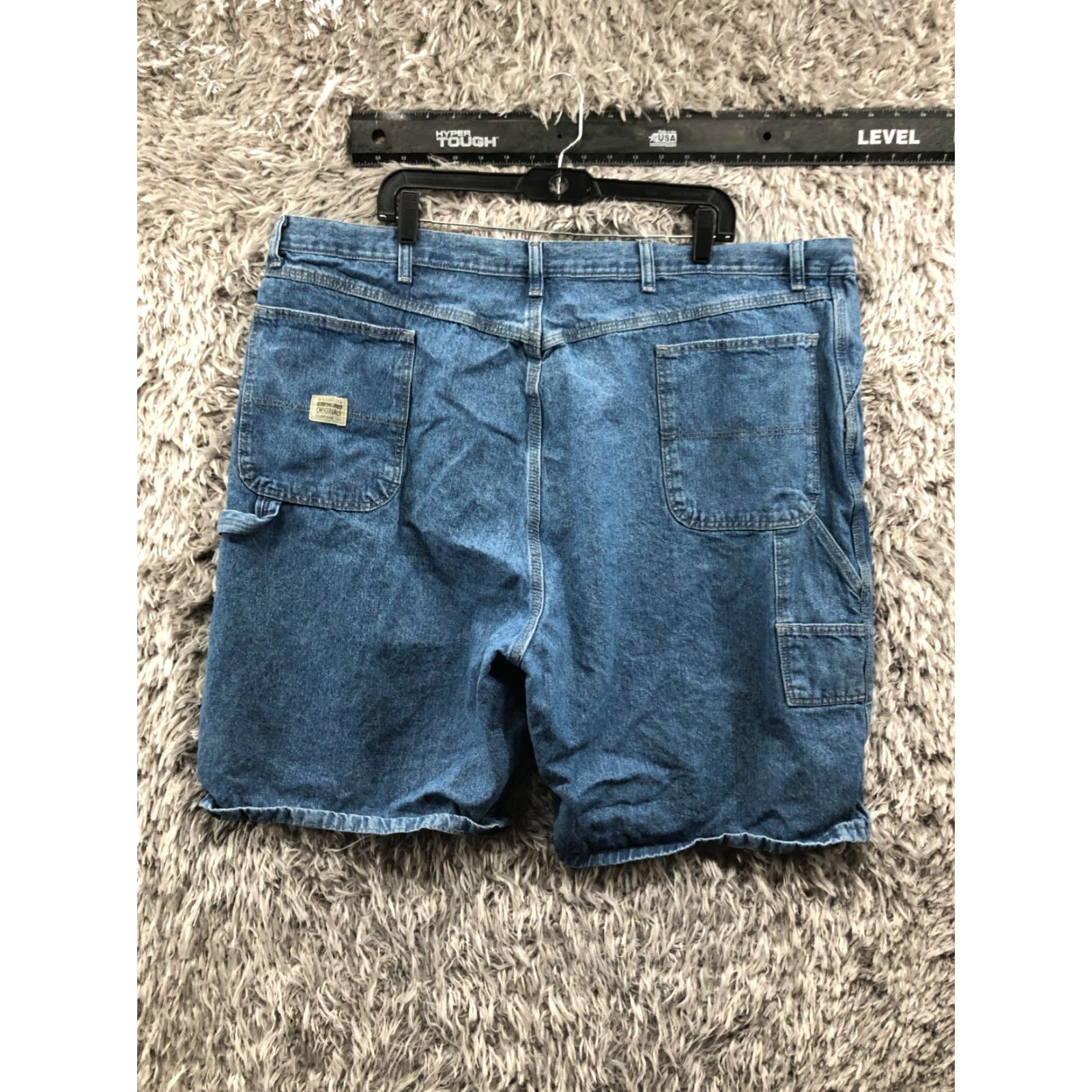 Wrangler Wrangler Original Carpenter Shorts Mens 46 Mid Rise Medium Wash Denim Bermuda 5-Pocket Belt Loops Blue Cotton Blend Regular Mens Size US 30 / EU 46 - 4 Thumbnail