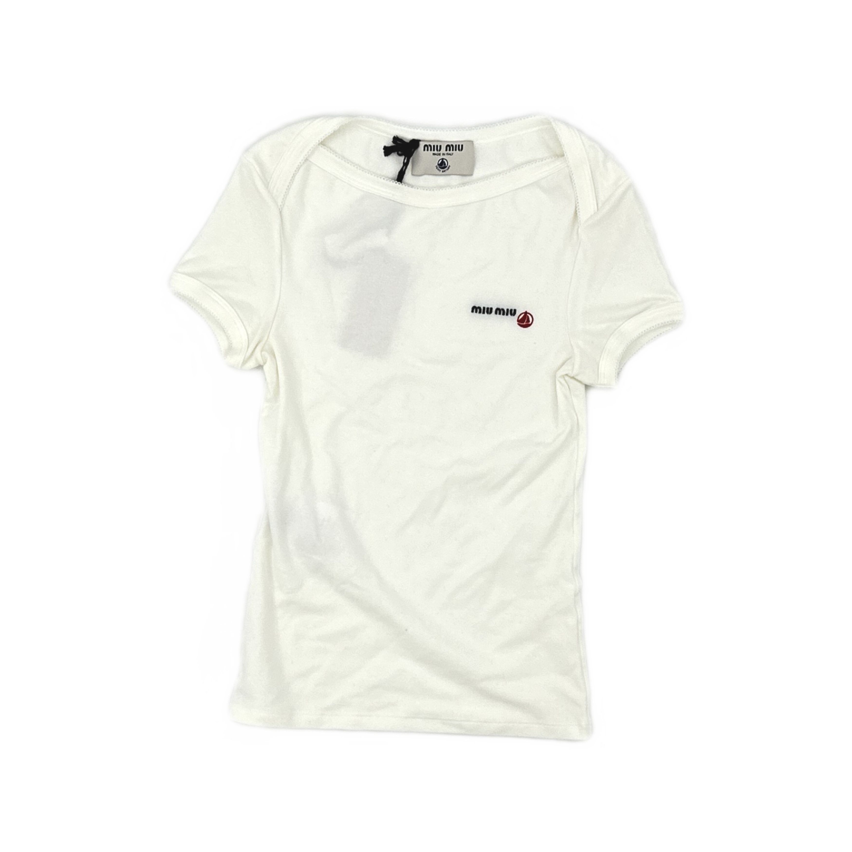 Miu Miu Miu Miu x Petit Bateau Embroidered Logo T-Shirt Size M 