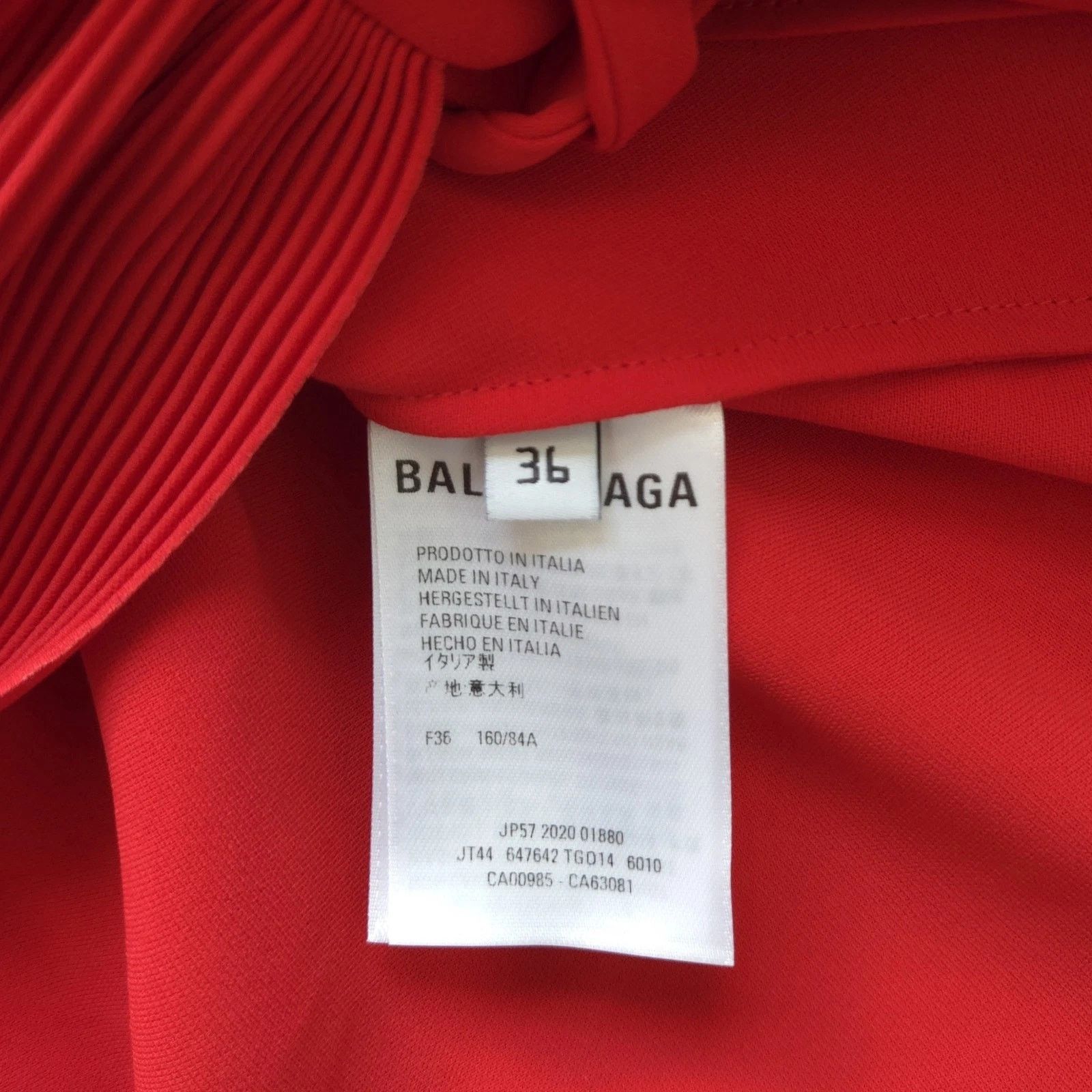 Balenciaga Balenciaga Red Ruffled Trapeze Crêpe Blouse, Size 36 Size XS / US 0-2 / IT 36-38 - 3 Thumbnail