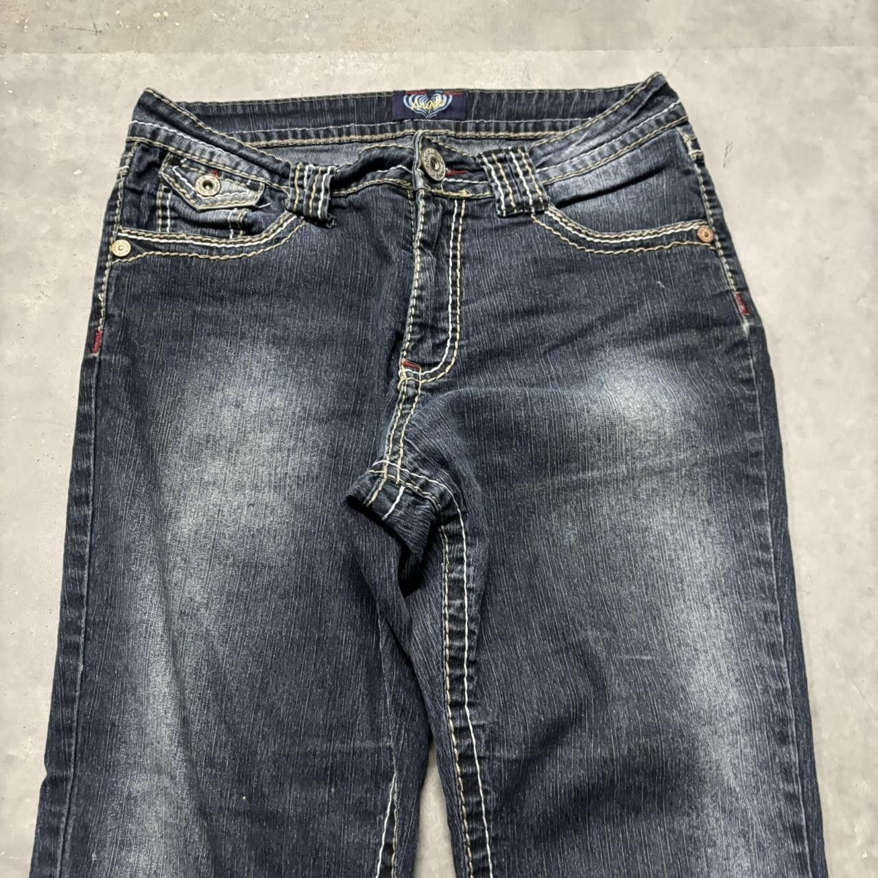 Japanese Brand × Vintage Crazy Vintage Y2K/2000s Grunge Faded Dark Wash Denim Jeans! Size US 30 / EU 46 - 5 Thumbnail
