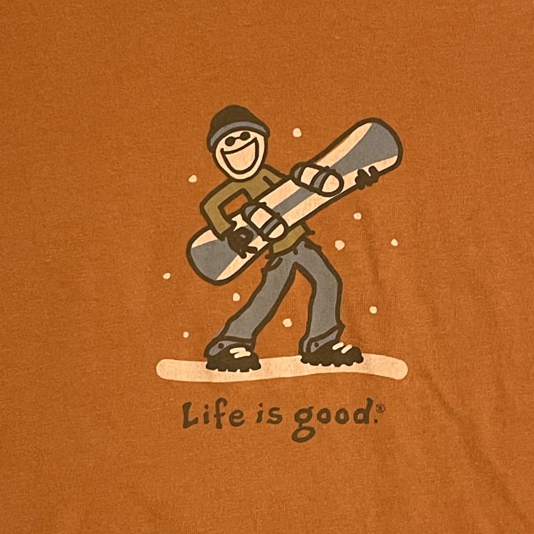Life is Good Life is Good Shirt Mens XL Orange Long Sleeve Graphic Print Crew Neck Size US XL / EU 56 / 4 - 4 Thumbnail