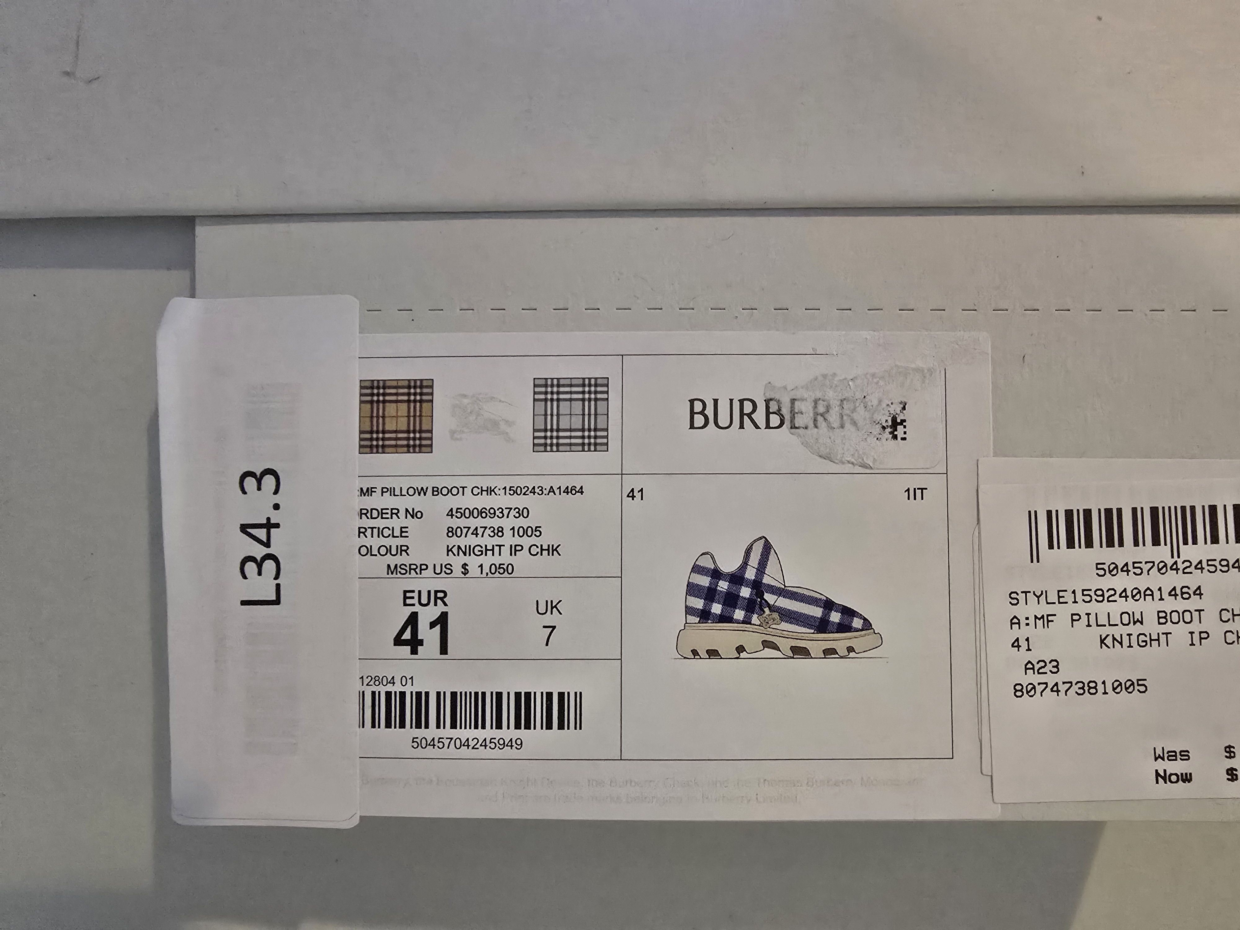 Burberry BURBERRY Checked Padded Ankle Boots White/Blue Size US 8 / EU 41 - 8 Thumbnail