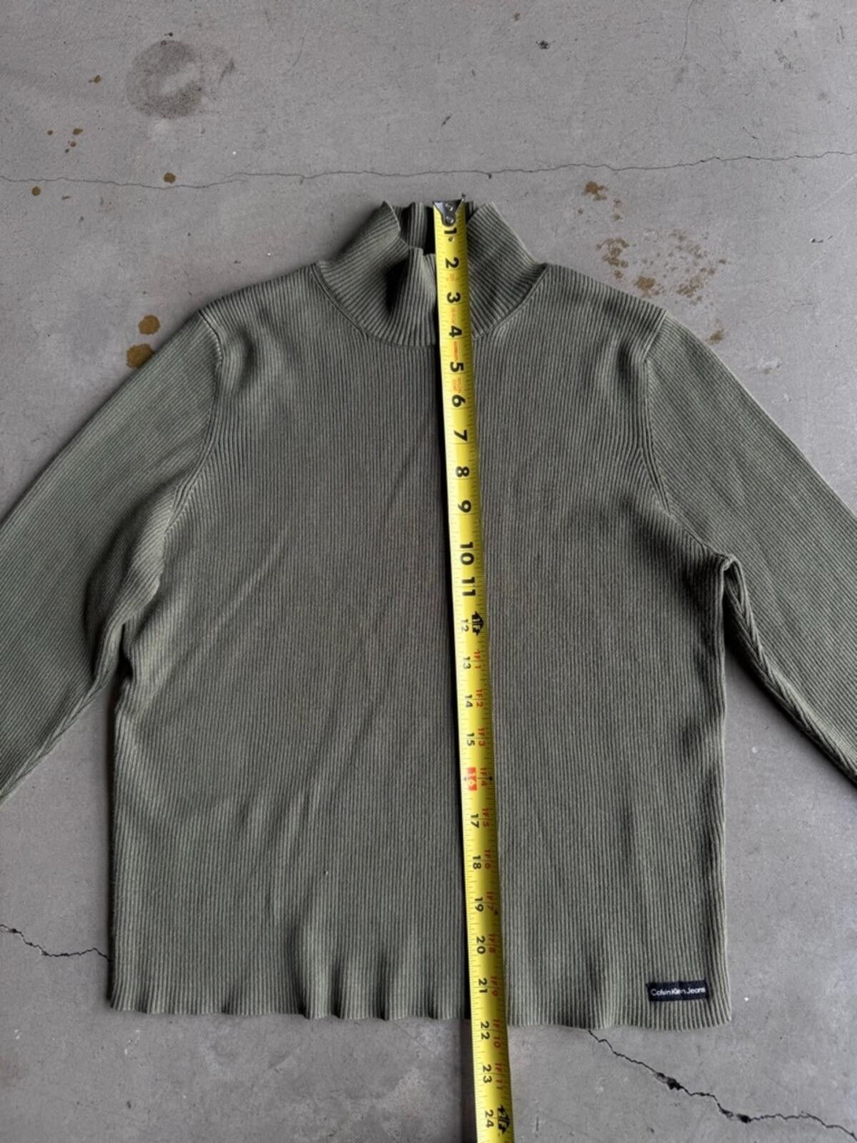 Calvin Klein Calvin Klein / Ribbed Cropped Turtleneck Top / Olive Size XL / US 12-14 / IT 48-50 - 3 Thumbnail