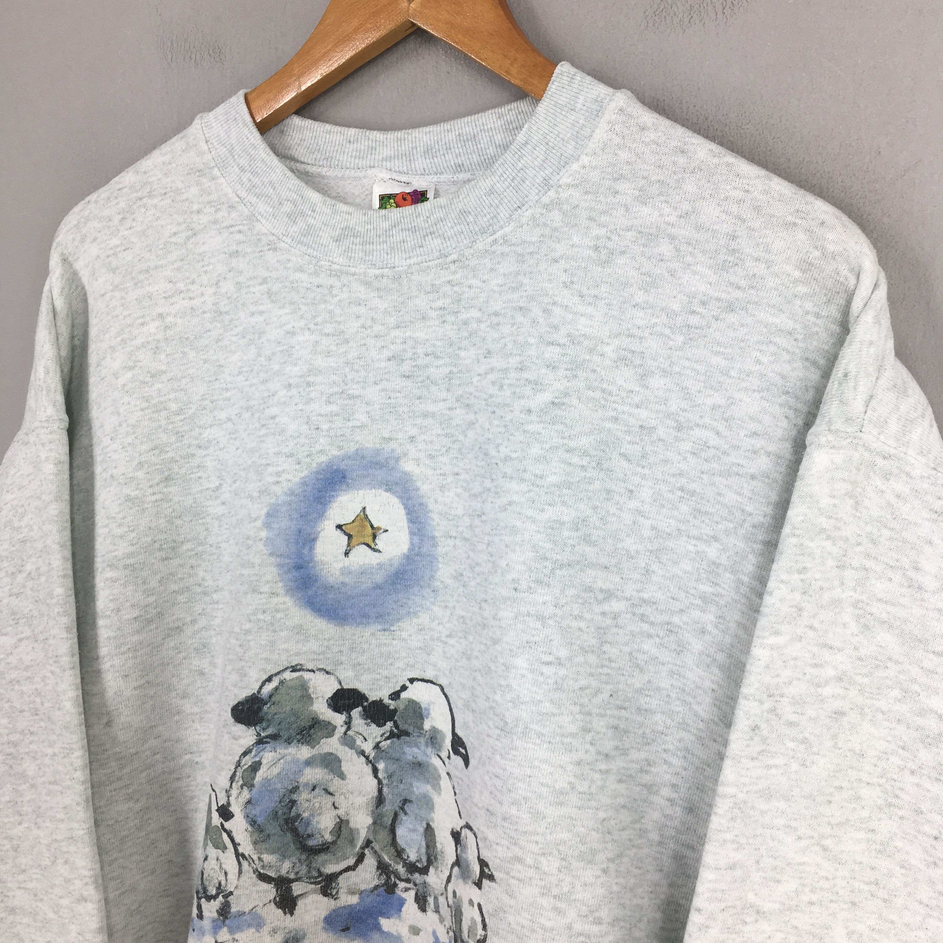 Other Vintage Silent Night Sheep Gray Sweatshirts Large Size US L / EU 52-54 / 3 - 3 Thumbnail