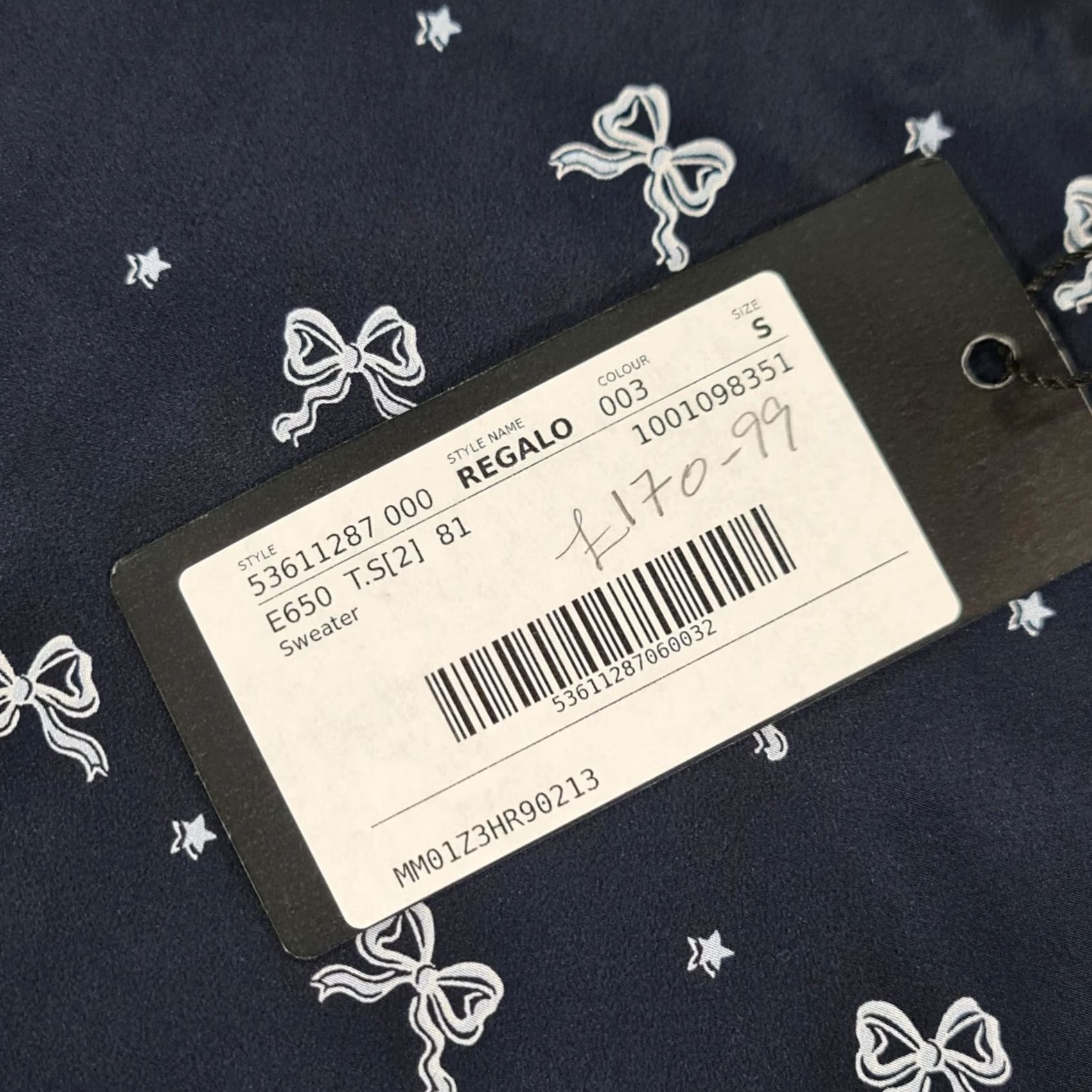 Vintage Weekend Max Mara Jumper Womens Navy Small Bow Pattern Loose Fit Knit Top Size S / US 4 / IT 40 - 4 Thumbnail