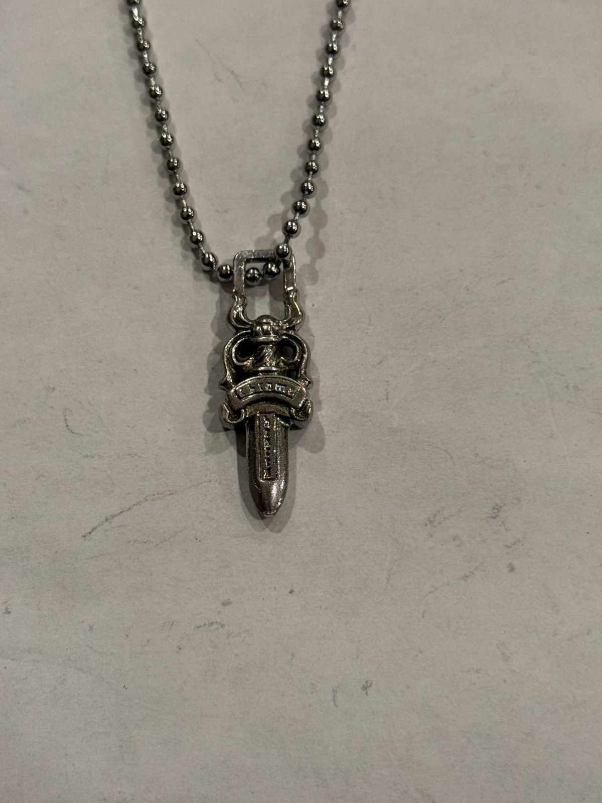 Chrome Hearts Chrome Hearts Rhodium Dagger Pendant Ball Chain Necklace Size ONE SIZE - 9 Thumbnail