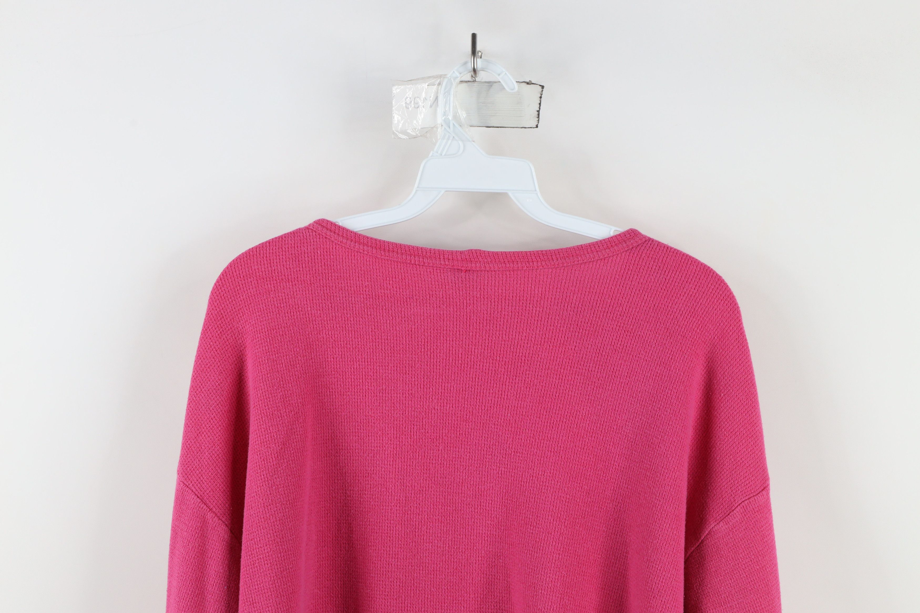 Vintage Vintage Y2K Thermal Waffle Knit Long Sleeve T-Shirt Pink Size XL / US 12-14 / IT 48-50 - 10 Thumbnail