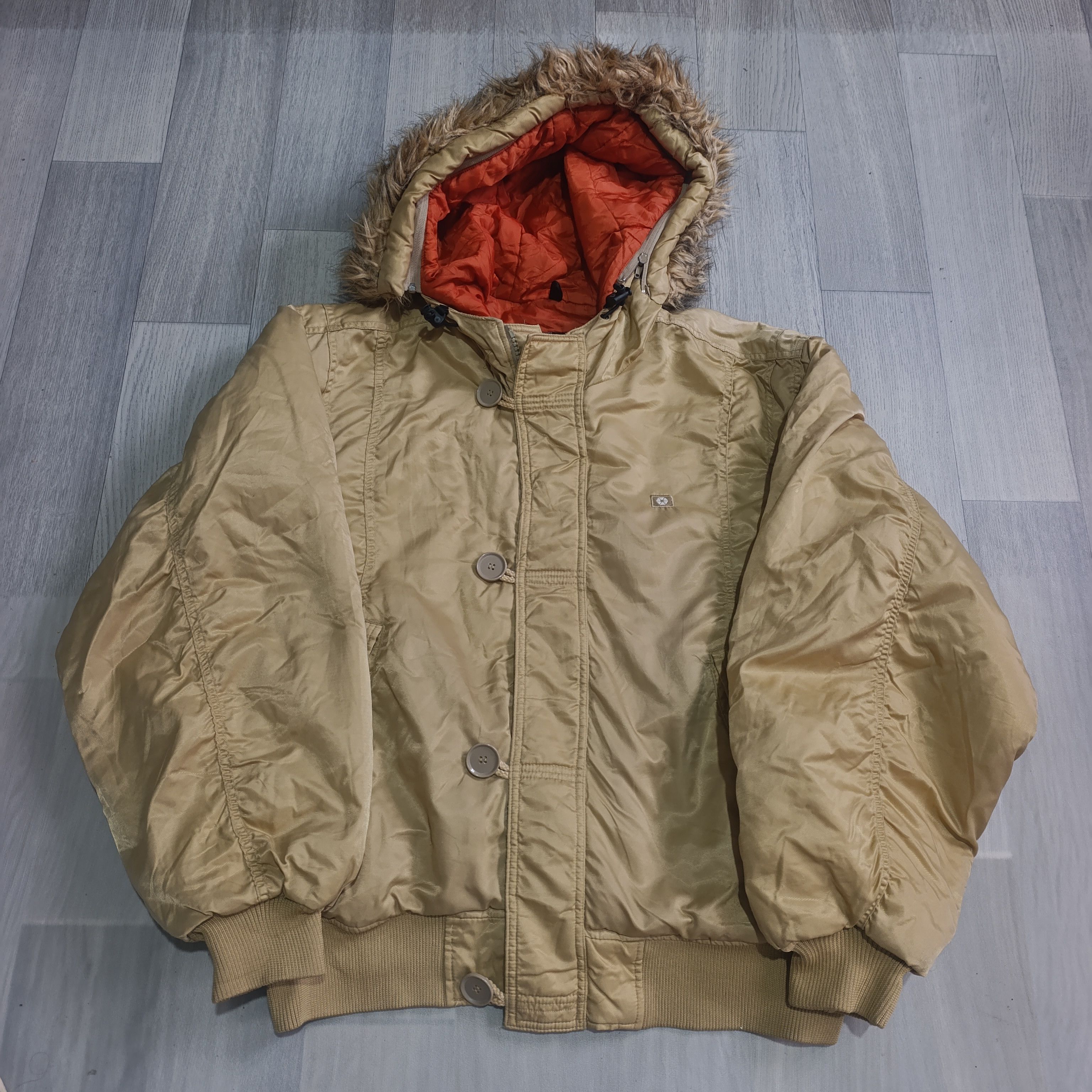 Southpole VTG Y2K South Pole Coat With Fur Hood Tan Orange Mens Size US M / EU 48-50 / 2 - 1 Thumbnail
