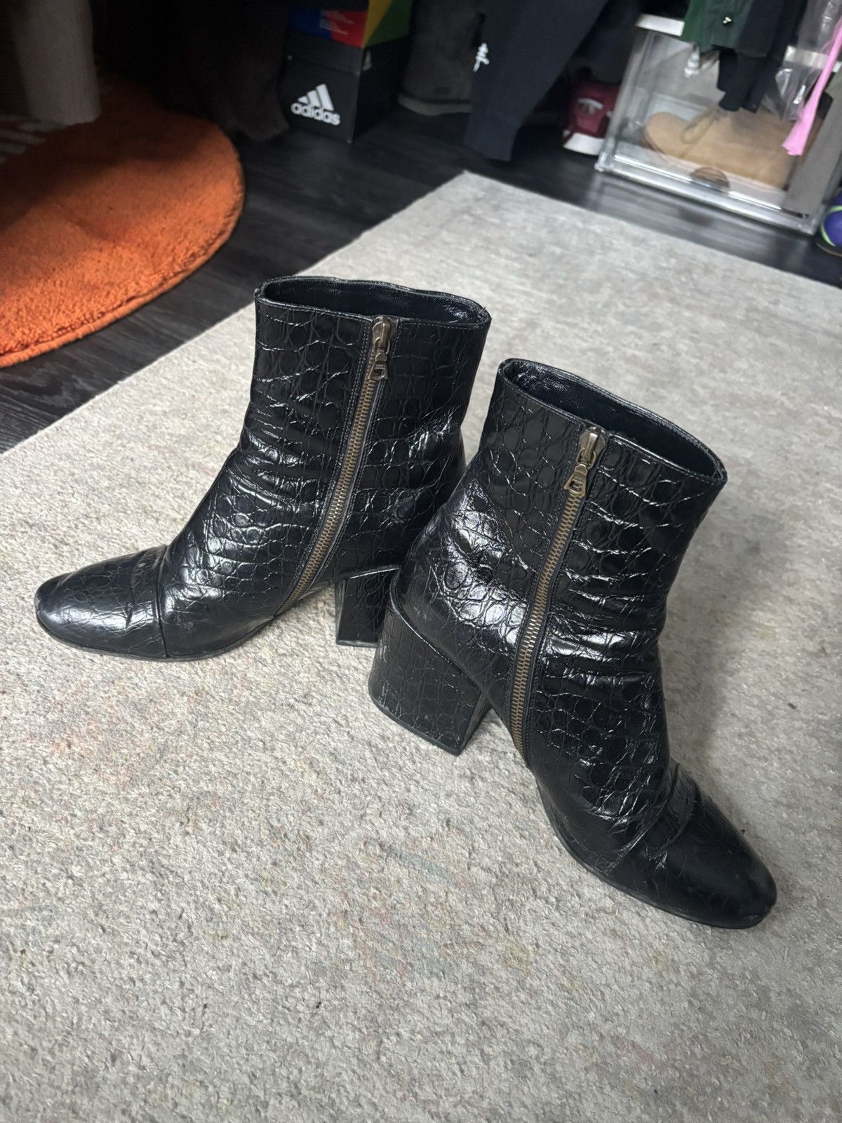 Dries Van Noten Croc embossed leather boots Size US 9 / IT 39 - 8 Thumbnail
