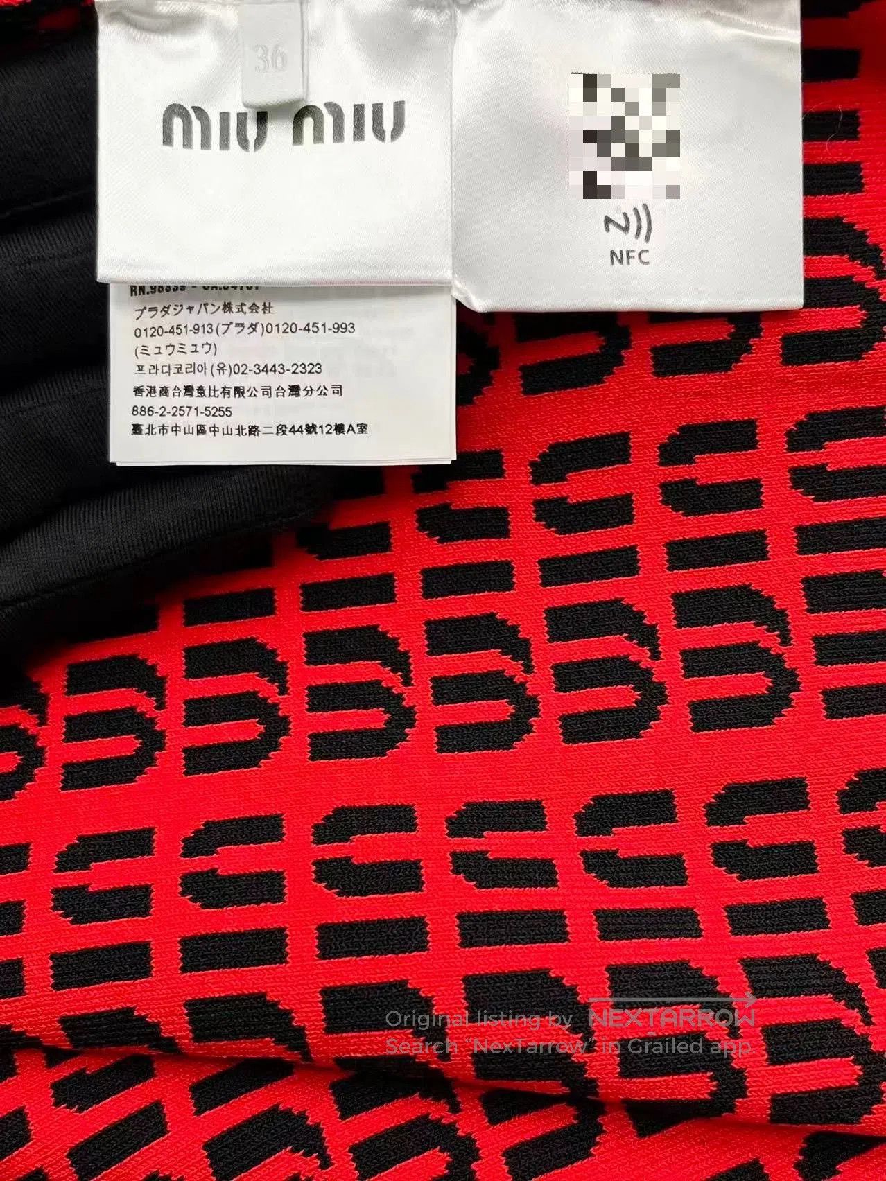 Miu Miu Miu Miu Black Red Logo Knit A. Size 35" - 4 Thumbnail