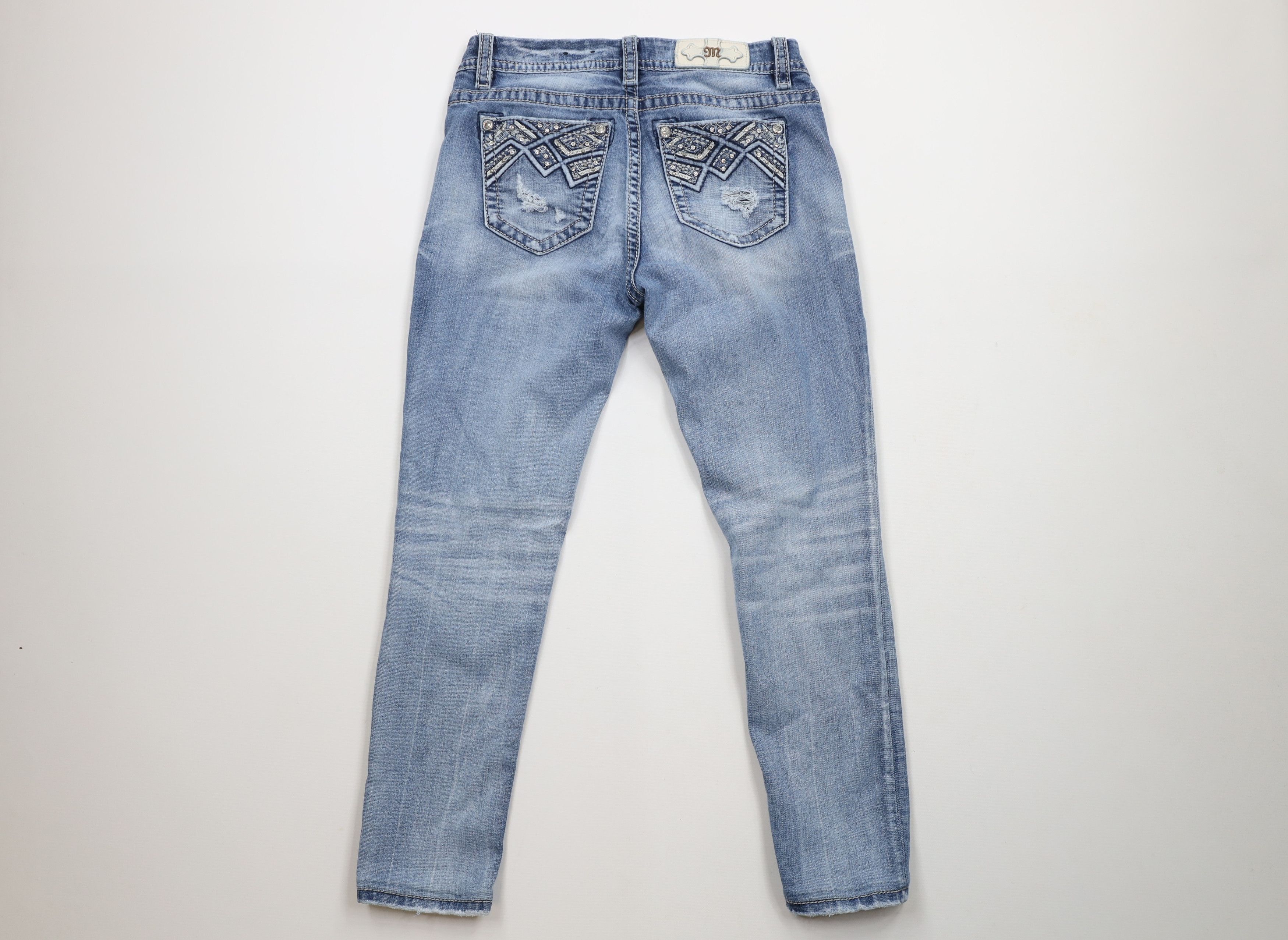 Miss Me × Vintage Miss Me Jeweled Stretch Mid Rise Easy Skinny Denim Jeans Size 27" / US 4 / IT 40 - 10 Thumbnail