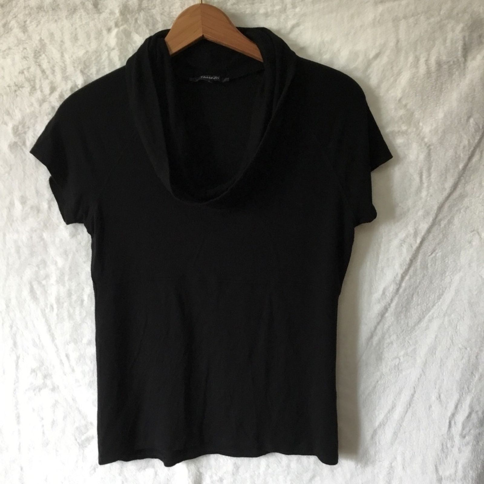 Other Tahari Black Short-Sleeve Cowl Neck Top Size S / US 4 / IT 40 - 2 Thumbnail