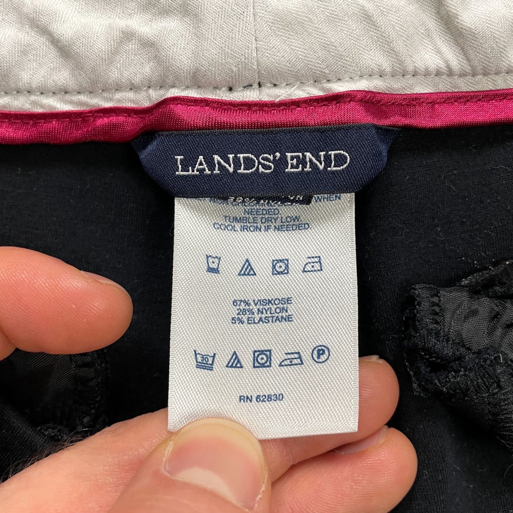 Lands' End Lands' End Pants Women 14 Black Cropped Straight Knit Stretch Mid Rise Casual Womens Size 36" / US 14 / IT 50 - 5 Thumbnail
