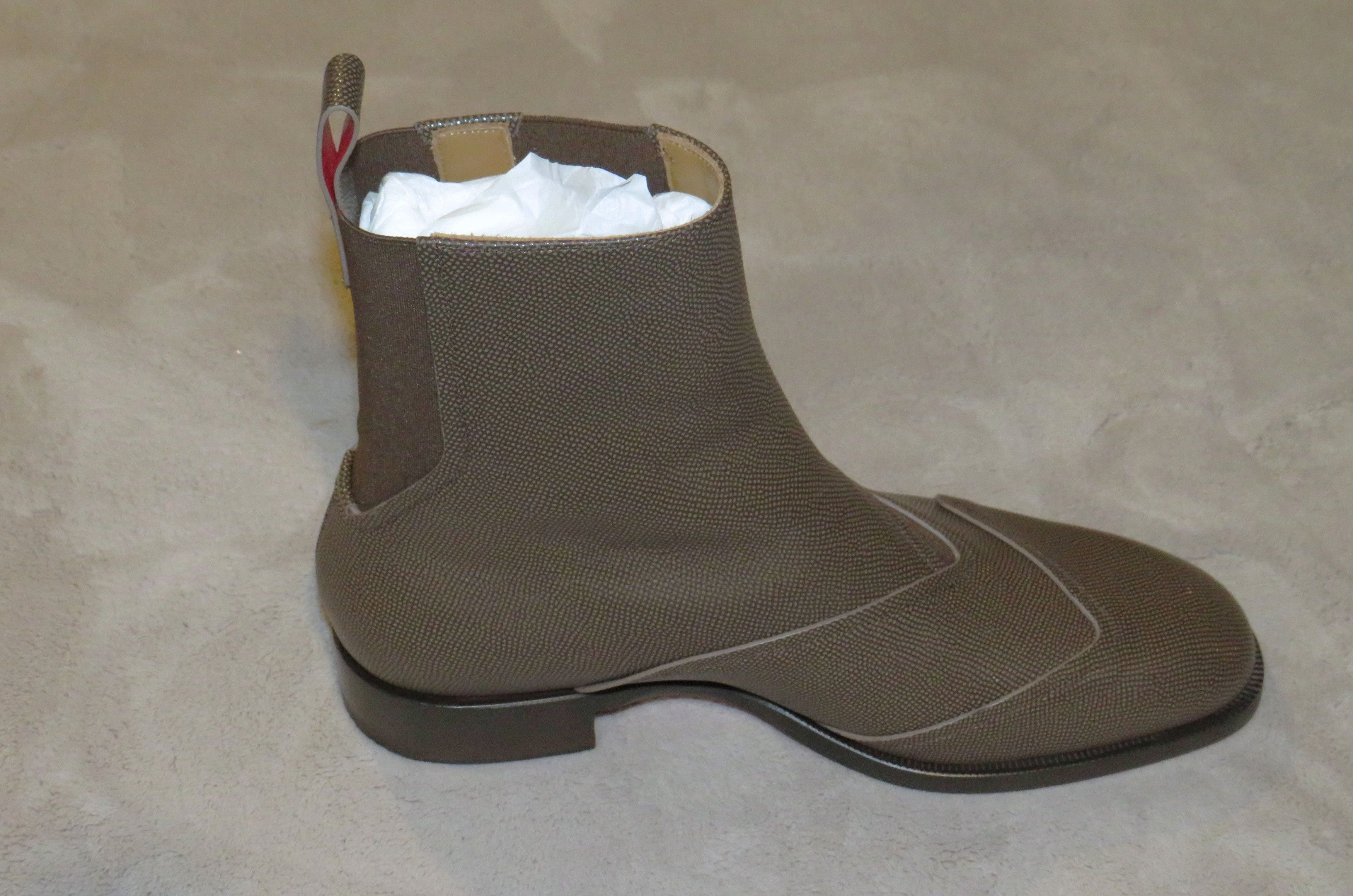 Christian Louboutin Boabi Brown Grain Leather Chelsea Boot Size 8 NWB Size US 8 / EU 41 - 5 Thumbnail