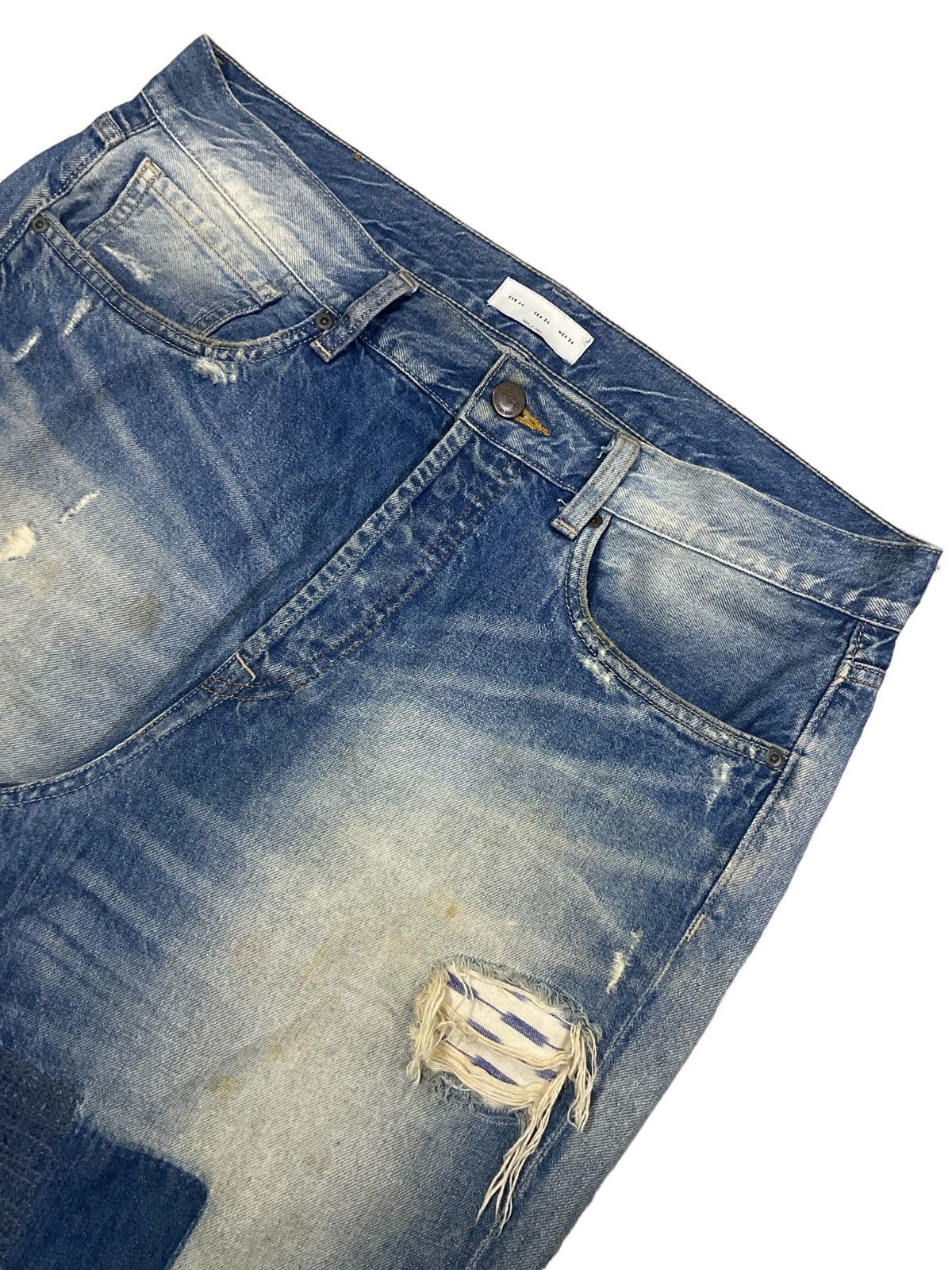 Kapital Vintage Japanese Brand Crazy Denim Wash Boro Tapered Jeans Size US 36 / EU 52 - 3 Thumbnail