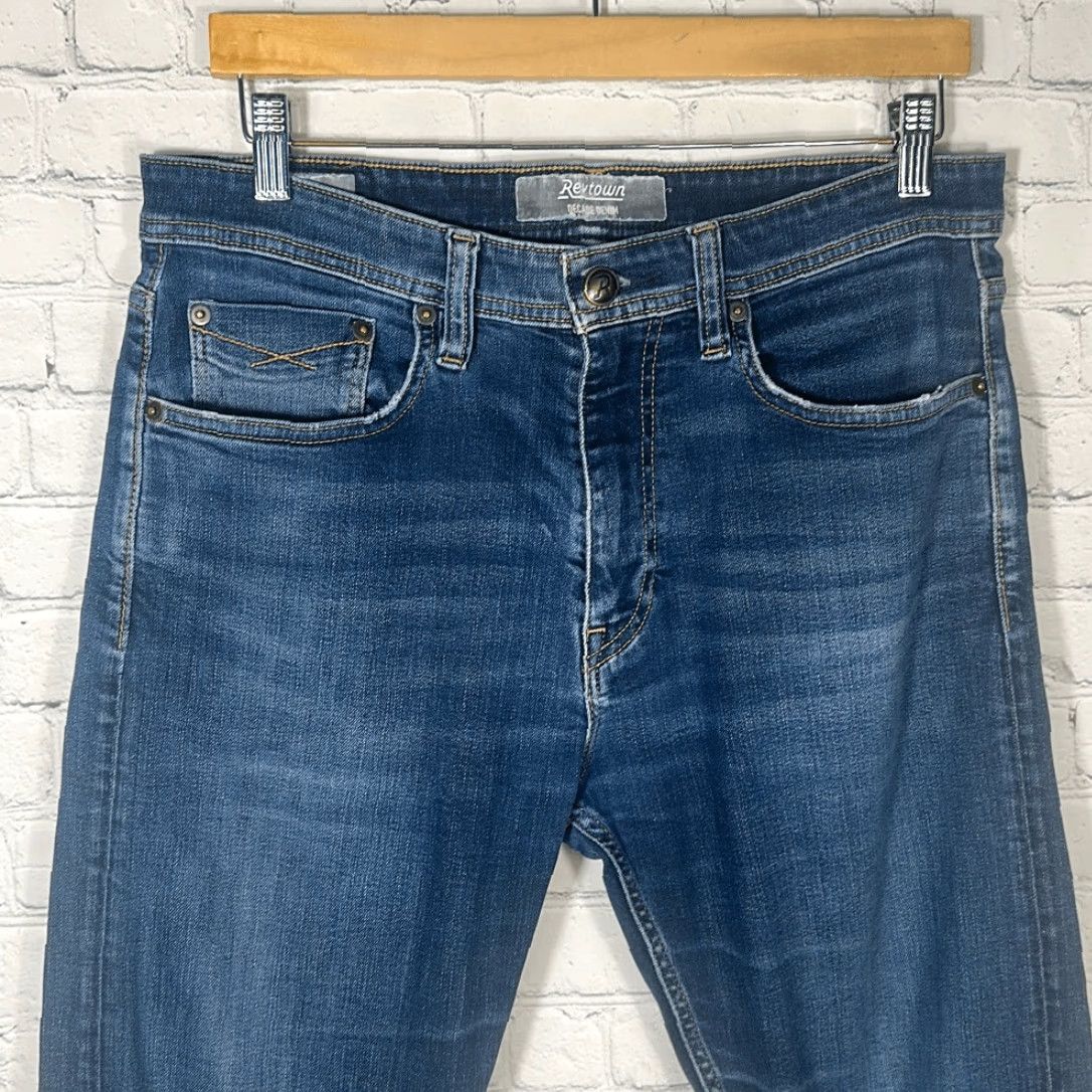 Denime VINTAGE Revtown Jeans Taper Men’s W33 x L33 Stretch Blue Medium Wash Denim Mens Jeans Tapered 33 Inseam Blues Size US 33 - 2 Thumbnail