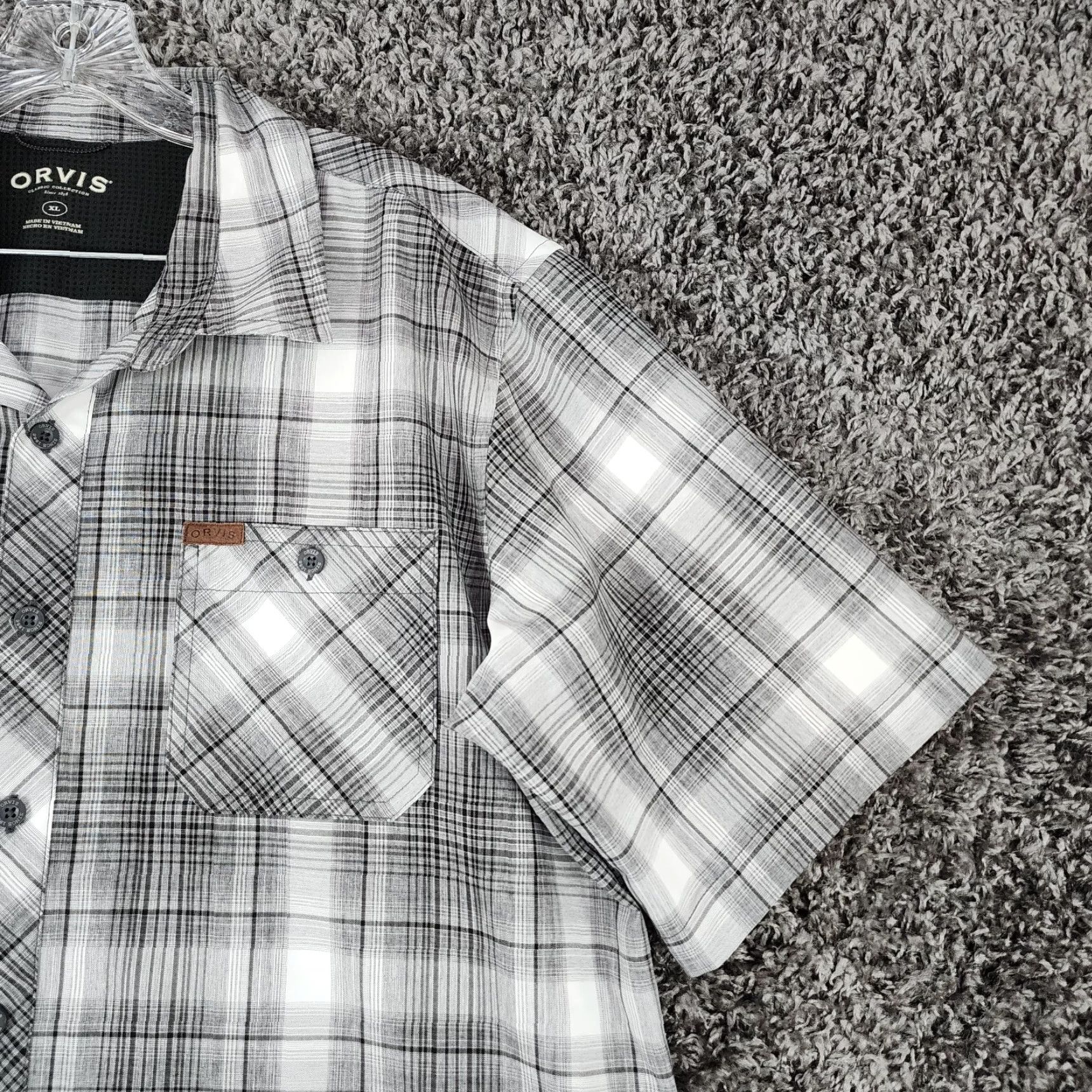 Orvis Orvis Mens Gray Plaid Short Sleeve Button-Up Size XL Size US 36 / EU 52 - 3 Thumbnail