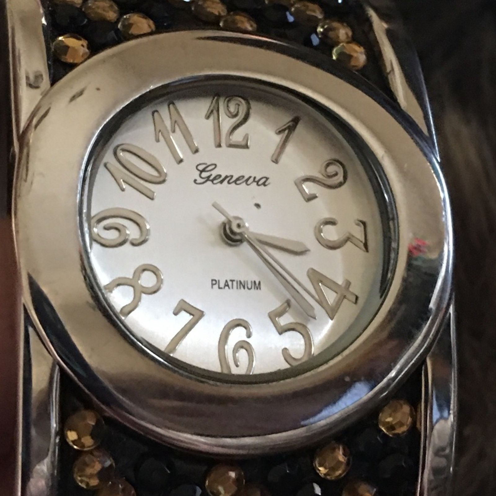 Jewelry Geneva Platinum black & gold rhinestone cuff watch Size ONE SIZE - 8 Thumbnail
