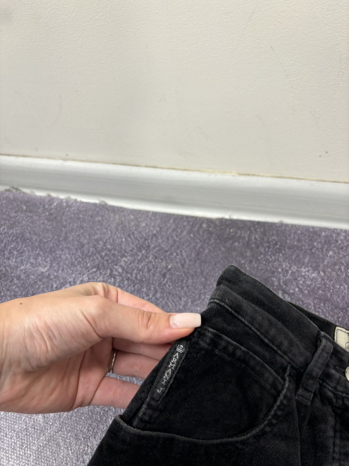 Armani Vintage 90s Armani Jeans Velvet Black Skinny Pants Jeans Size 28" / US 6 / IT 42 - 7 Thumbnail